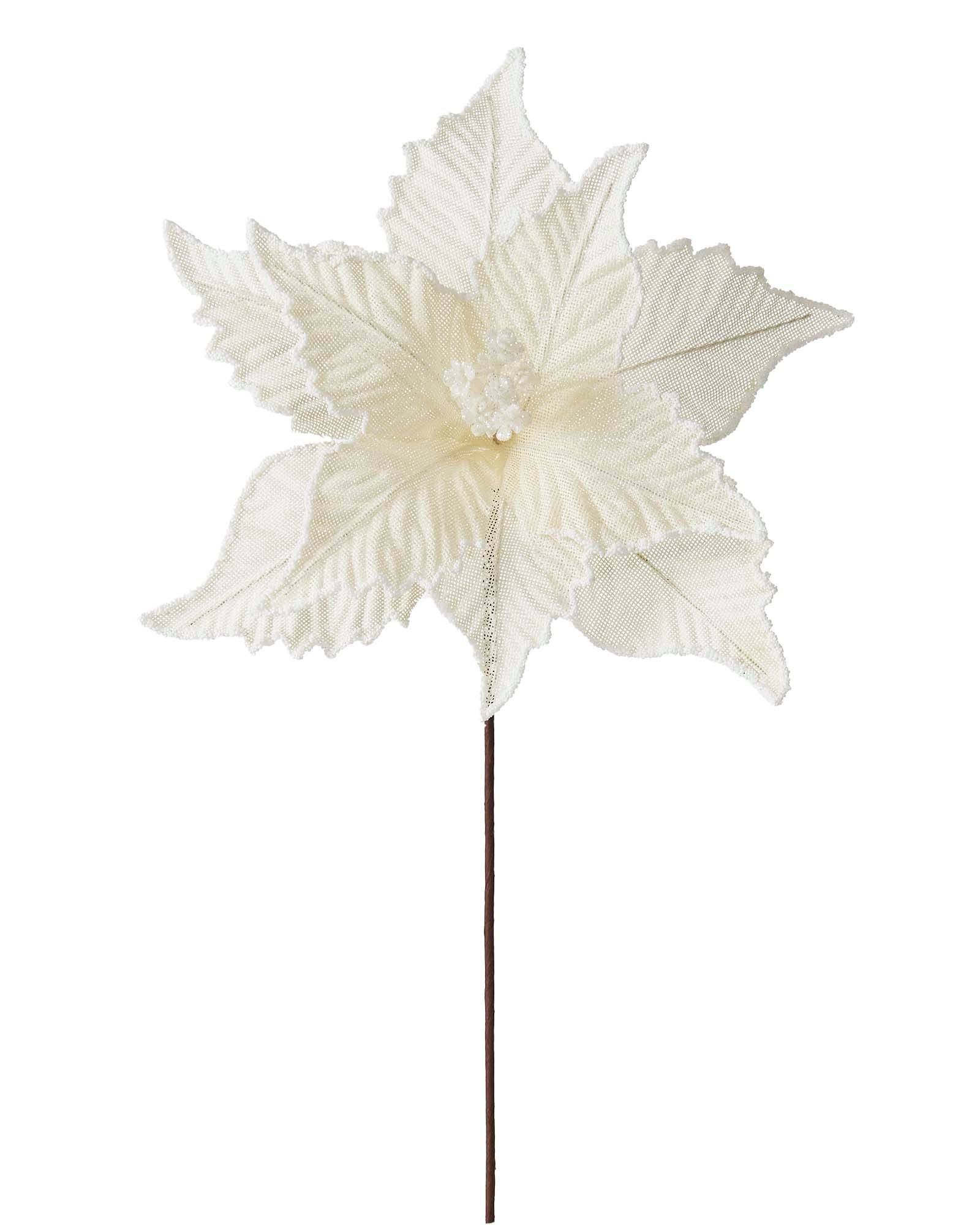 Ivory & White Artificial Poinsettia Flower, 30 cm