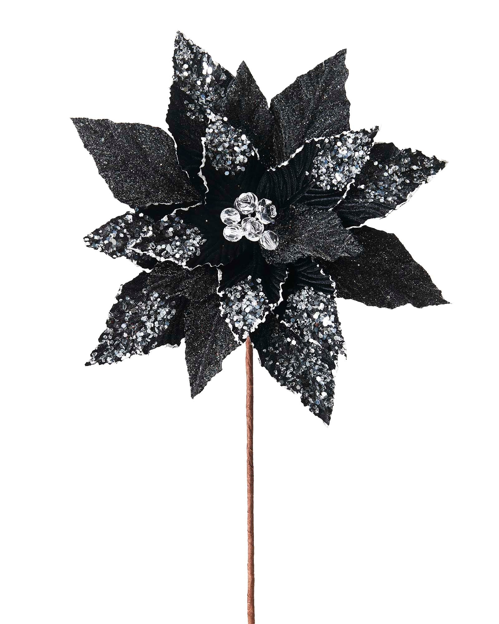 Black Artificial Poinsettia Flower, 28 cm