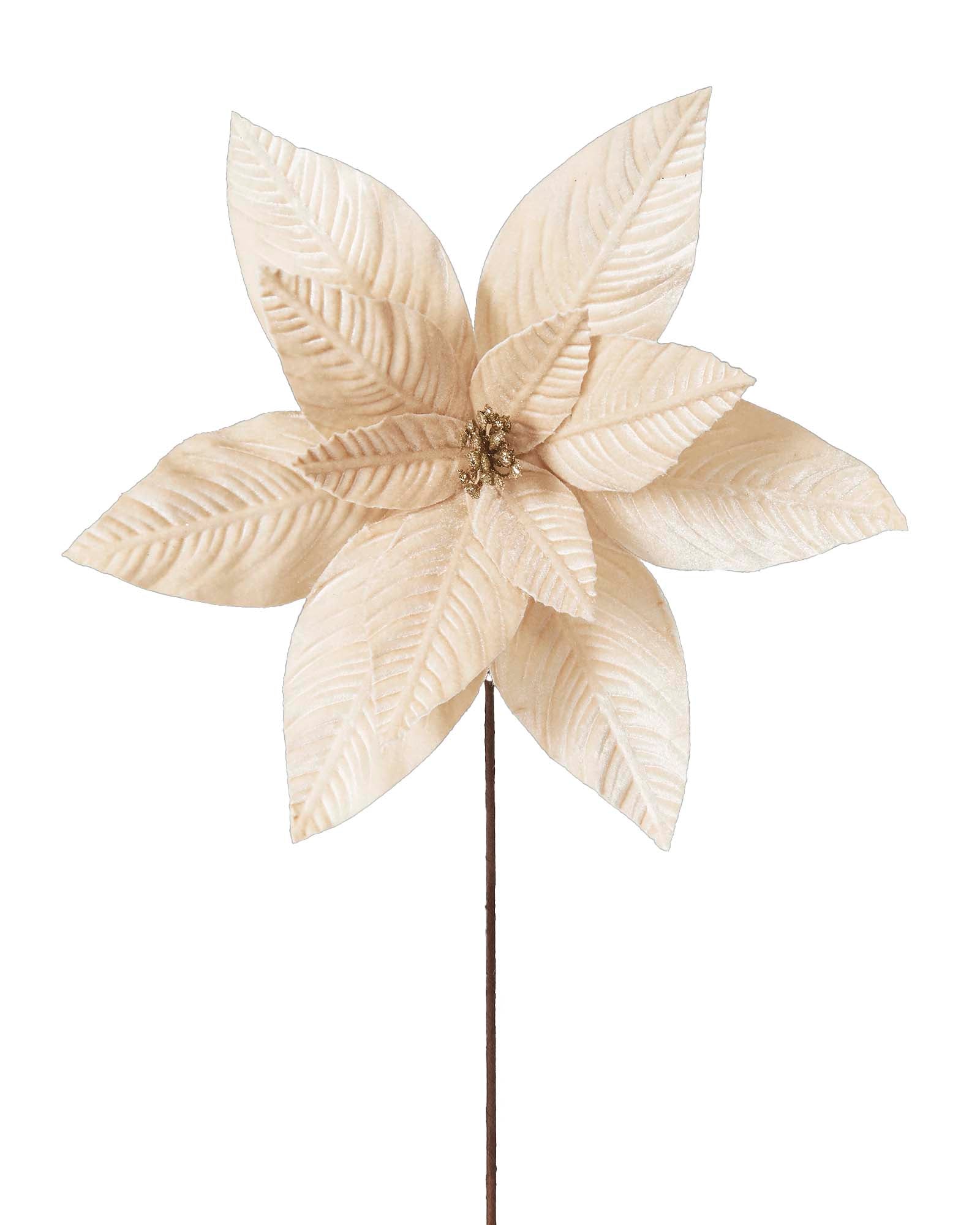 Ivory Gold Artificial Poinsettia Flower, 32 cm