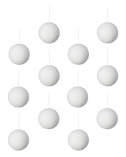 Set of 12 Snowball Baubles, 10 cm