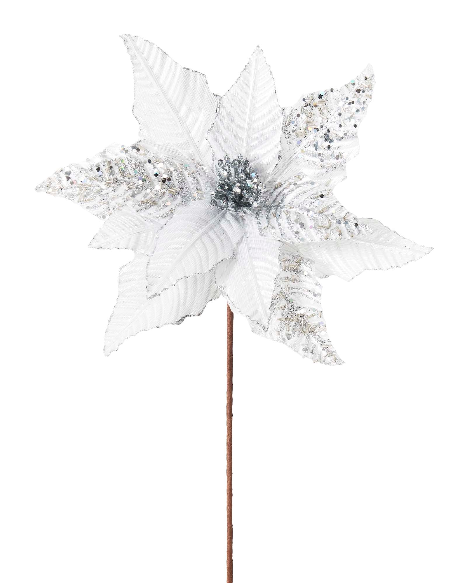 White Artificial Poinsettia Flower, 30 cm