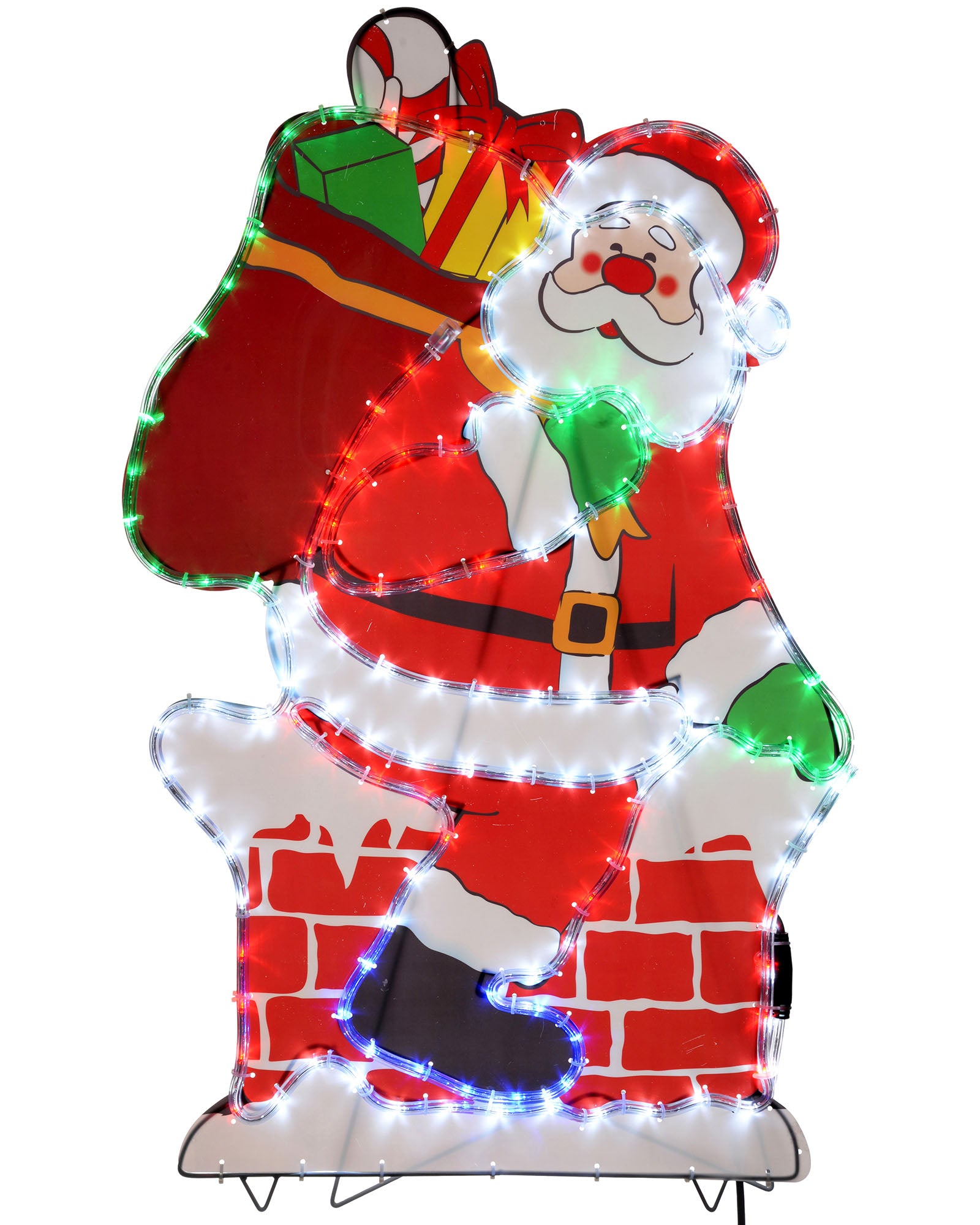 Pre-Lit Santa on Chimney, Silhouette, 95 cm