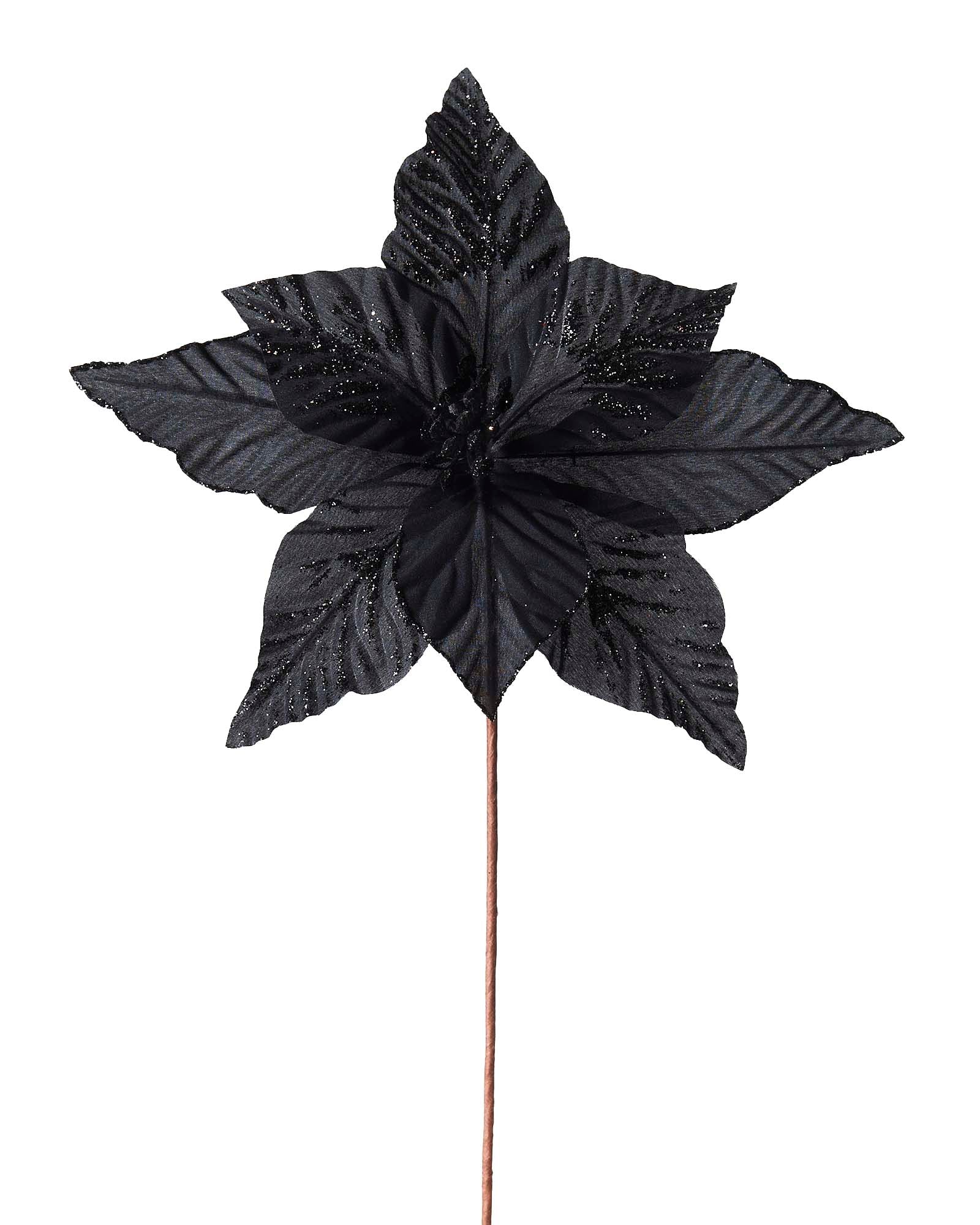 Black Artificial Poinsettia Flower, 25 cm