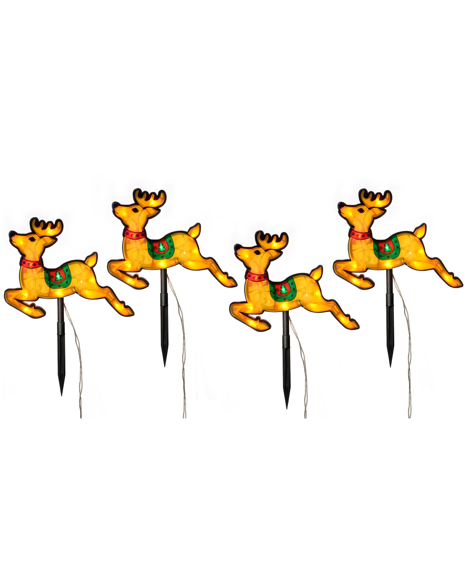 Set of 4 Reindeer Pathway Stake Lights, 26 cm
