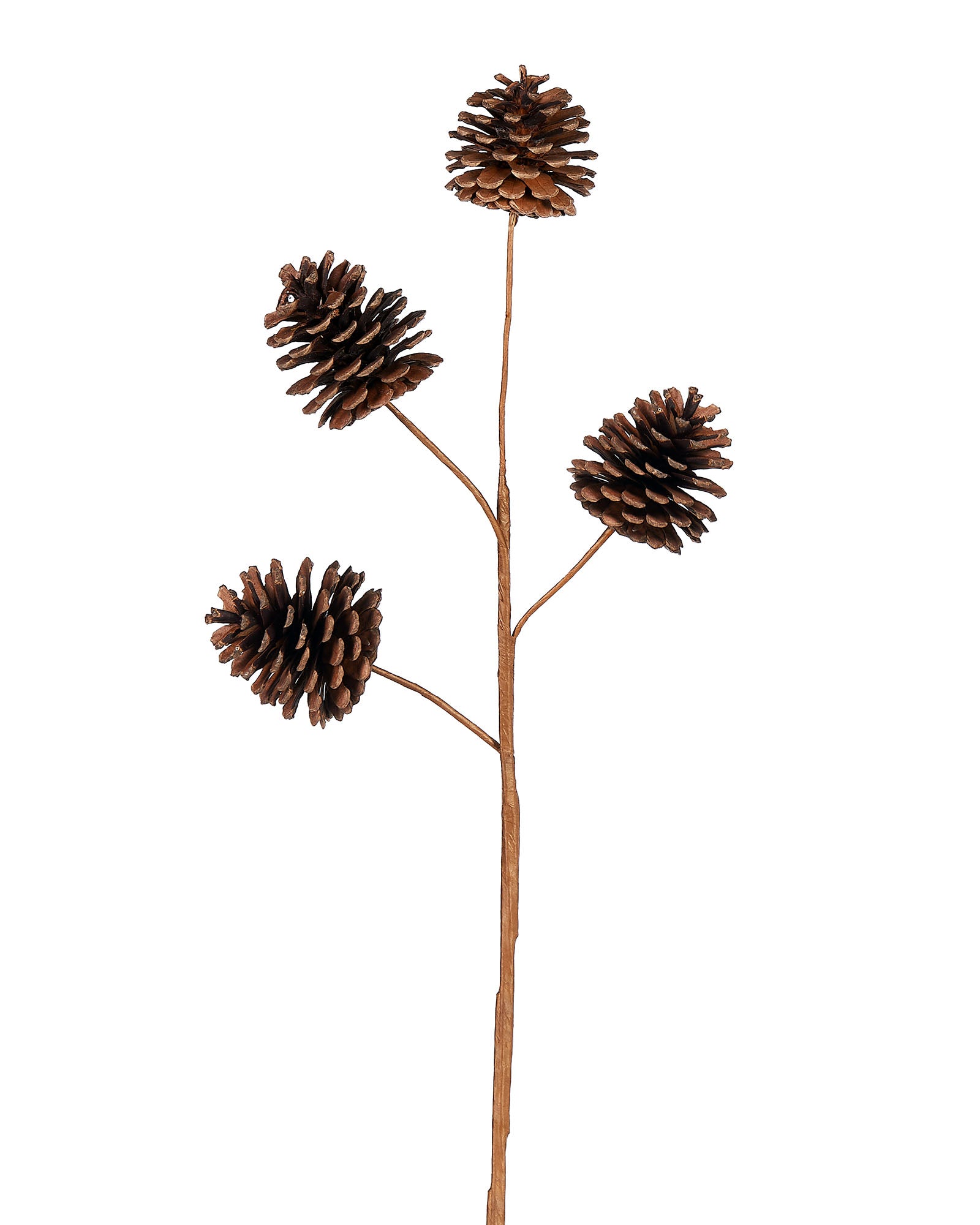 A 47 cm artificial pinecone pick with a brown stem and multiple pinecone clusters.
