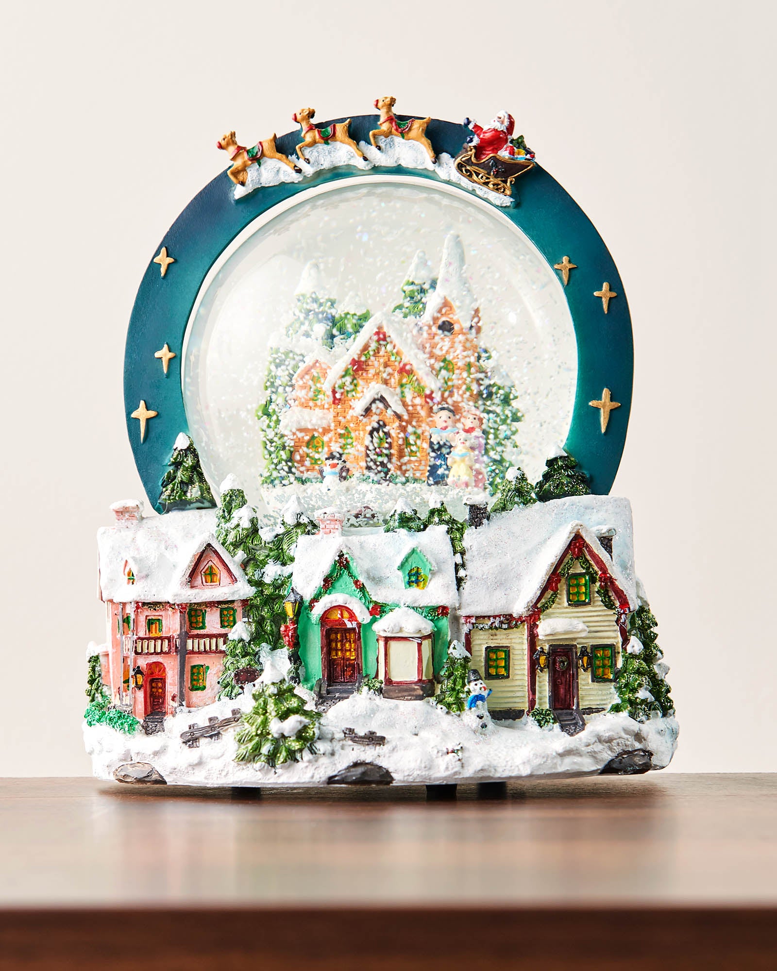 Animated Village Scene Musical Snow Globe, 20 cm
