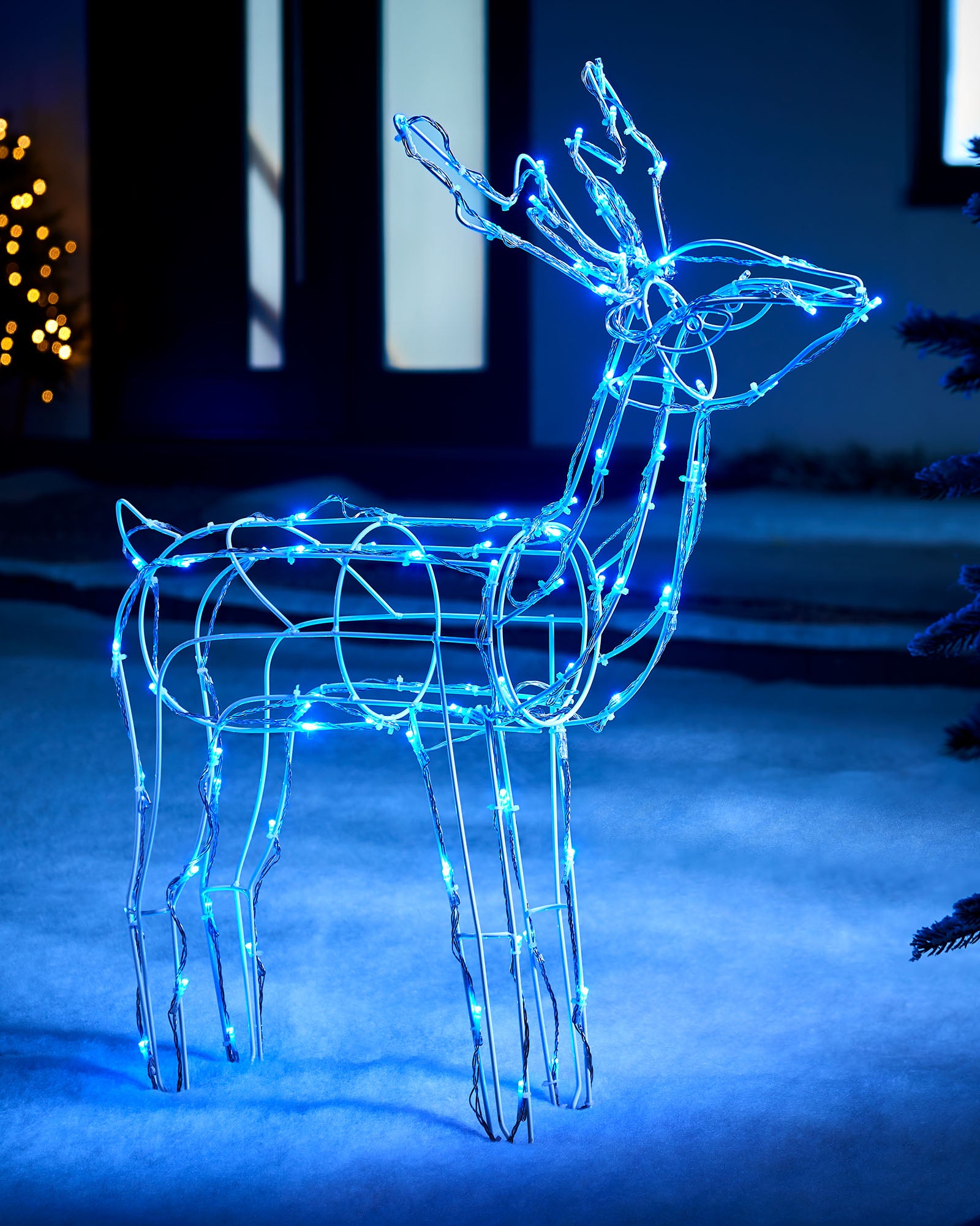 3D Twinkling Standing Grazing Reindeer Silhouette