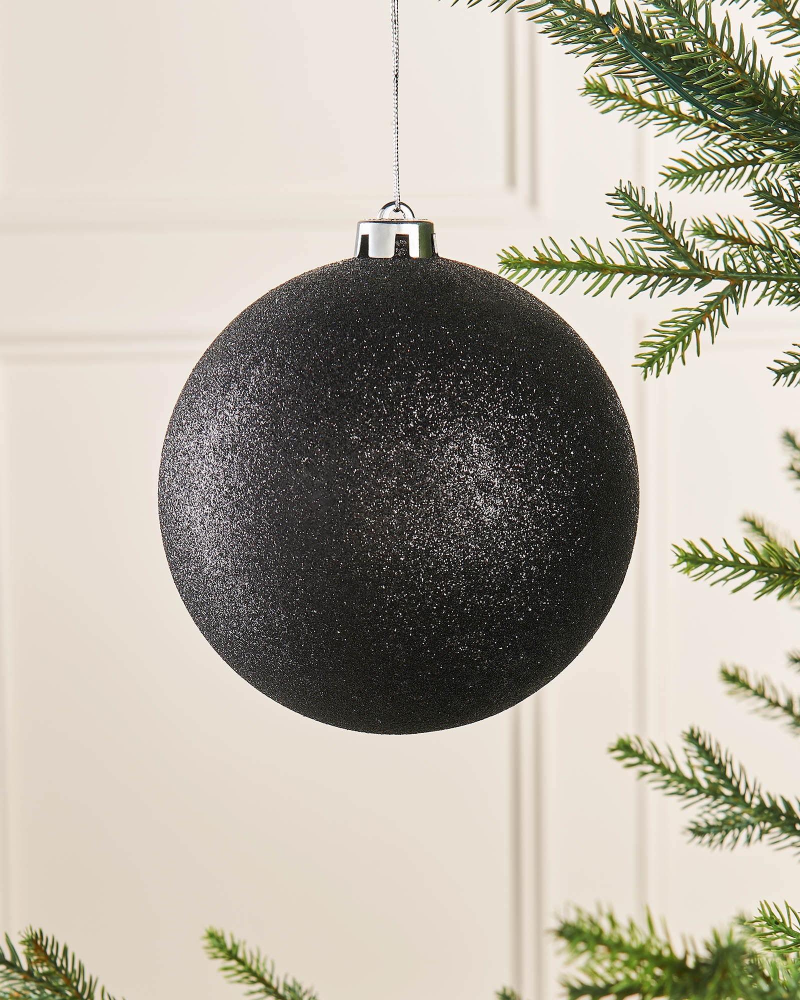 Black Oversized Glitter Shatterproof Bauble