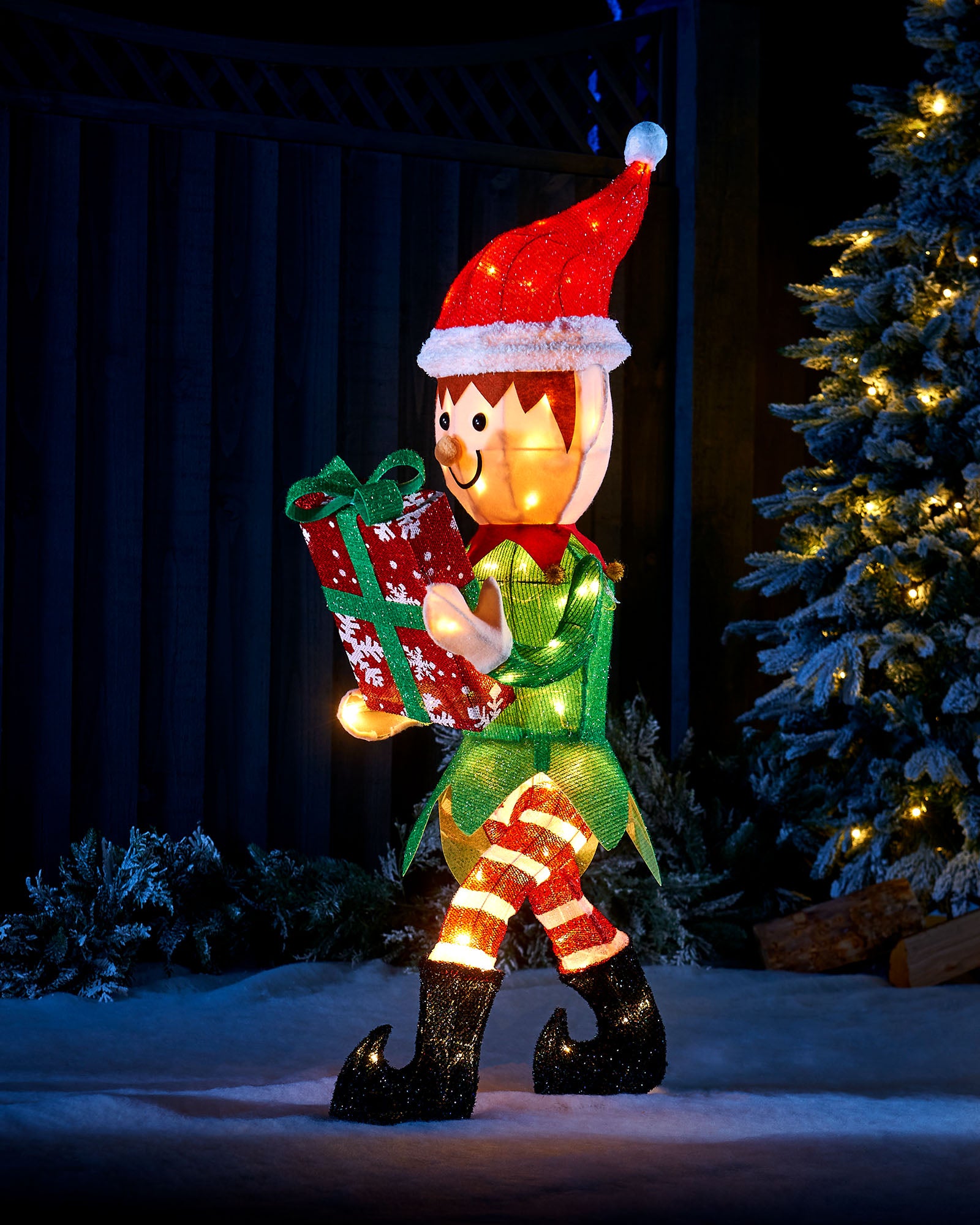Pre-Lit 3D Elf, Silhouette, 1 m