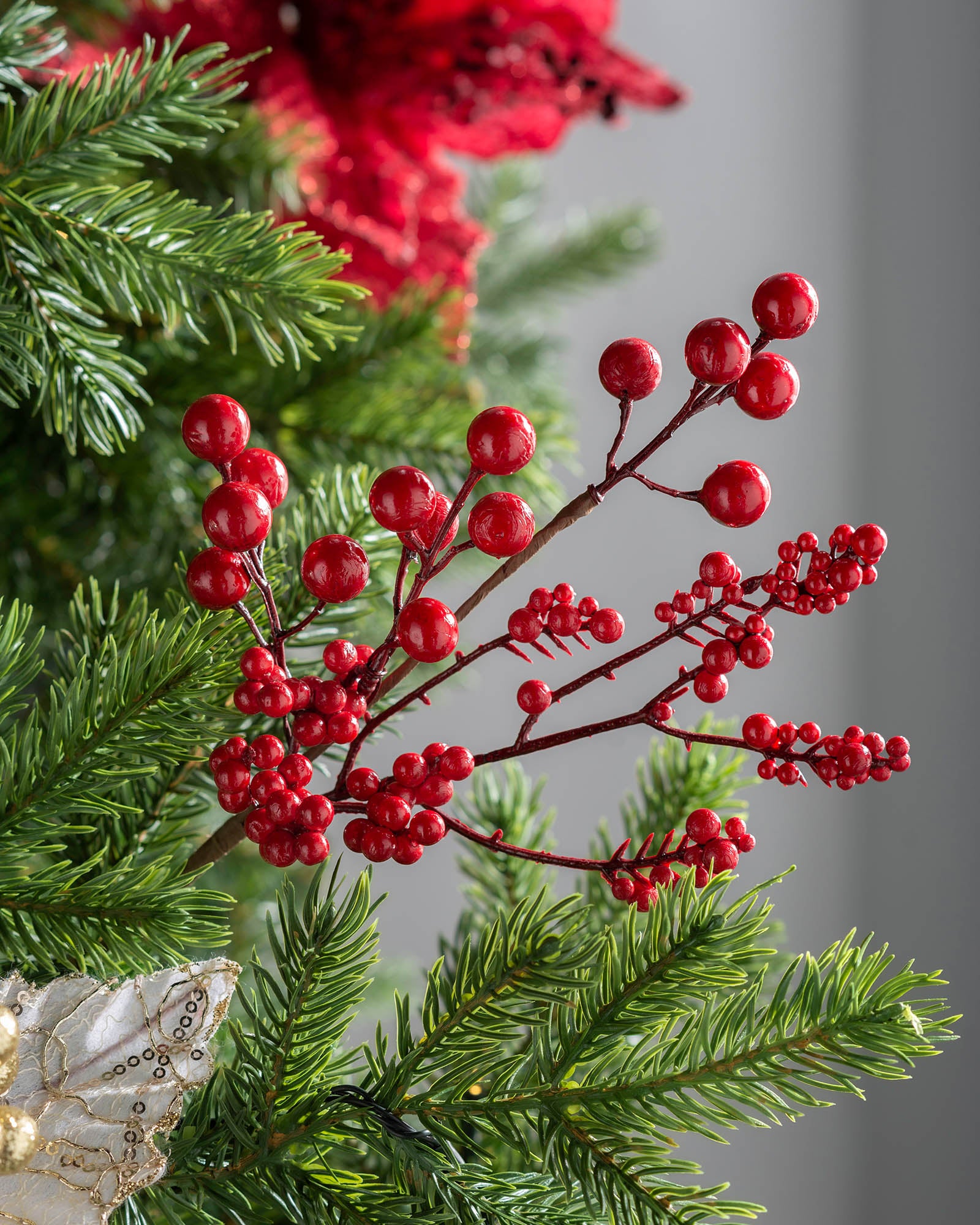 Red Artificial Berries Tree Pick, 30 cm