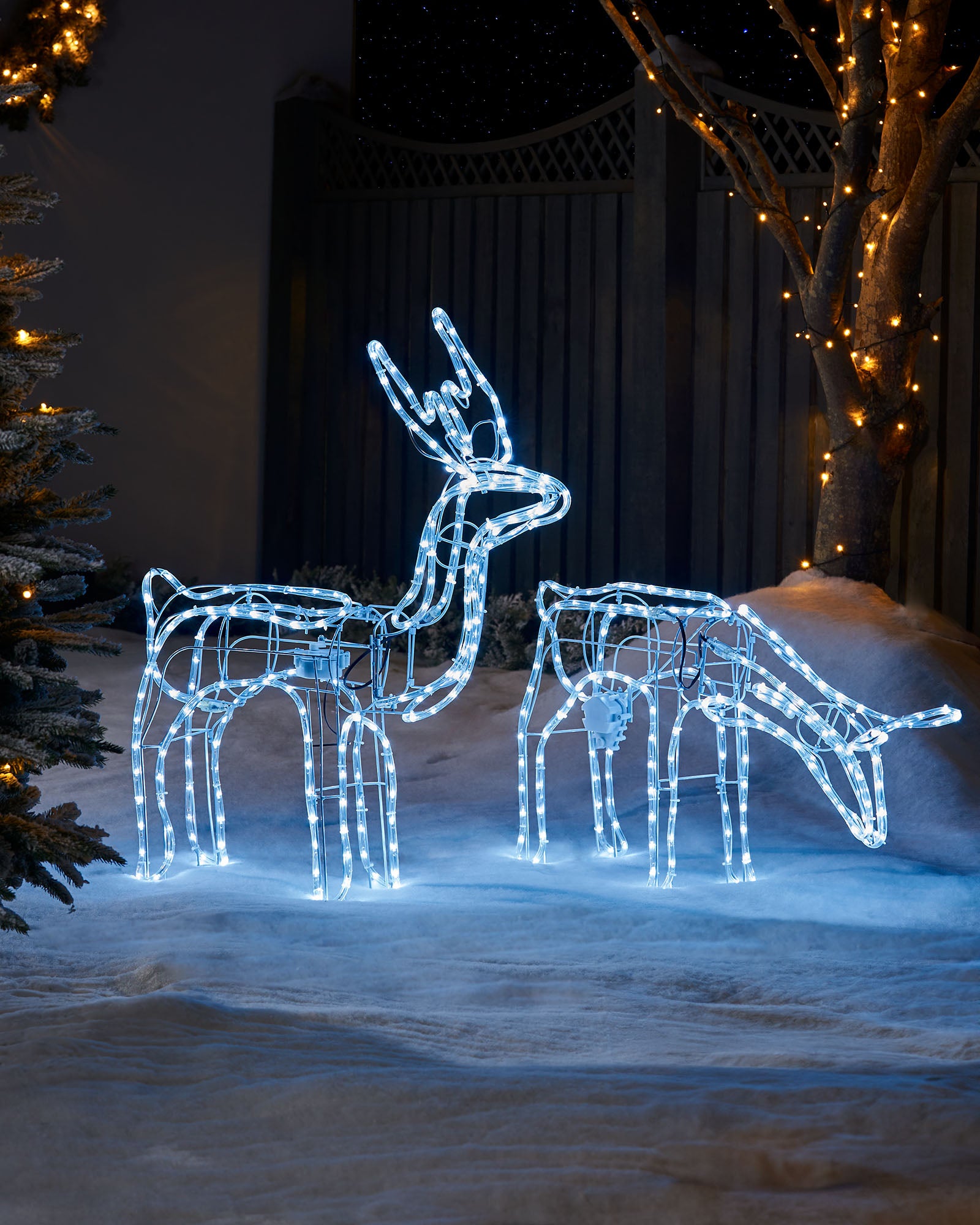 Pre-Lit 3D Animated Reindeer Pair, Silhouette, 88 cm