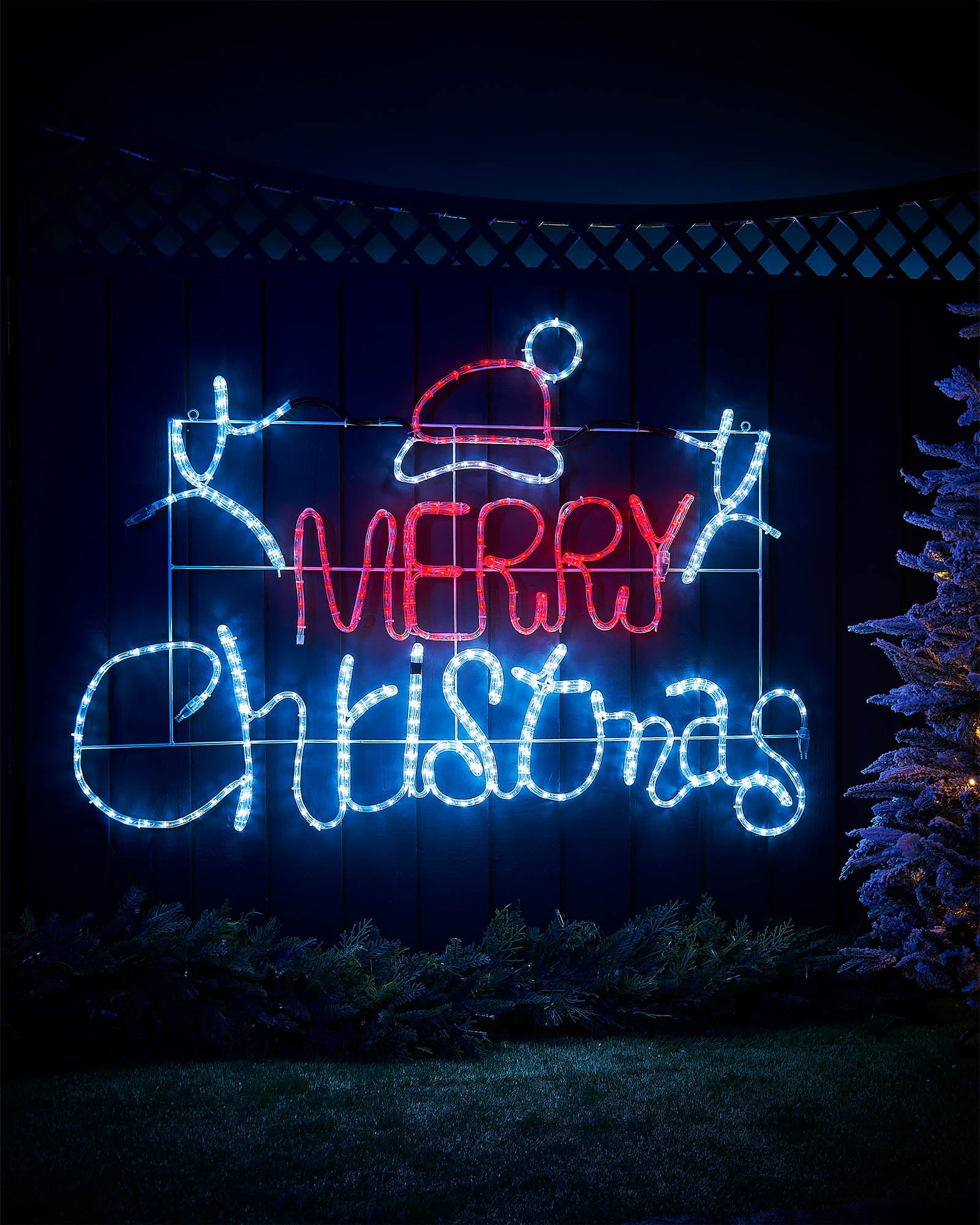 Pre-Lit Merry Christmas, Red & White, 1.2 m