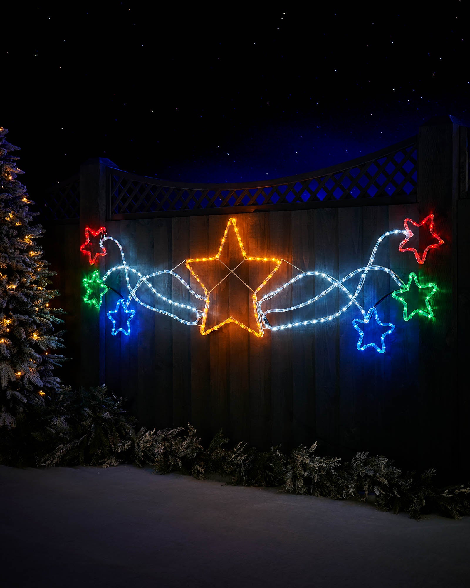 Pre-Lit Star Cluster, Multi-Coloured, Silhouette, 190 cm