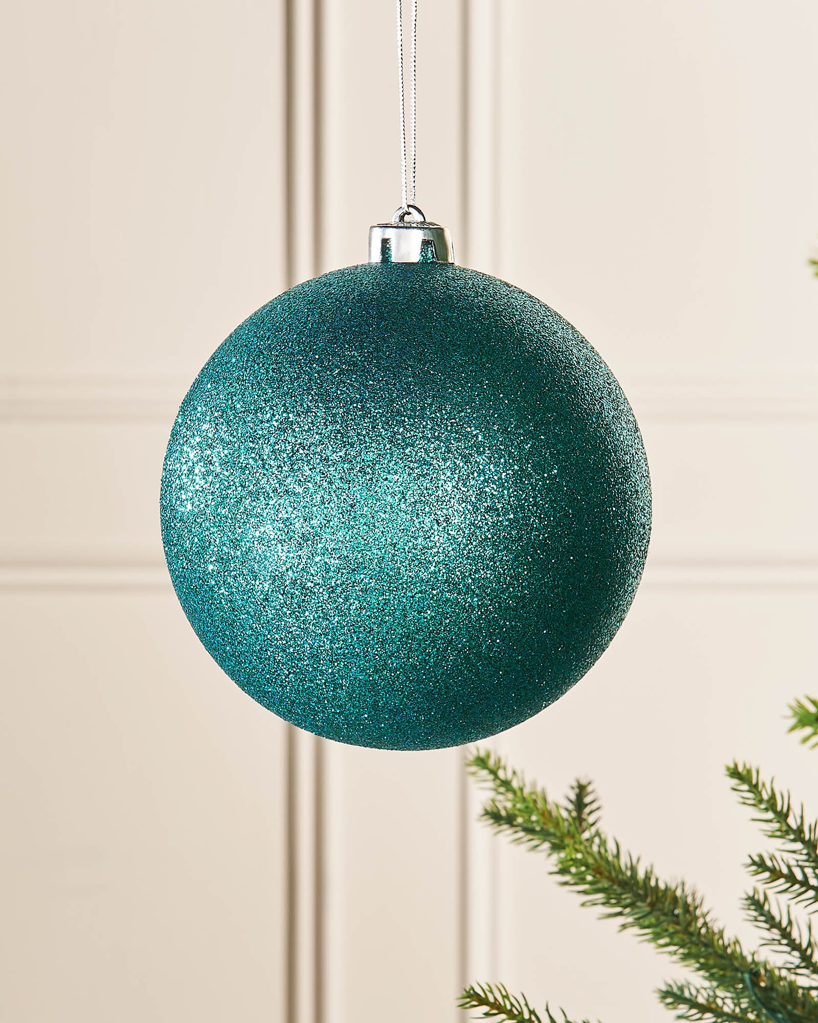 Teal Oversized Shatterproof Bauble, Glitter, 15 cm