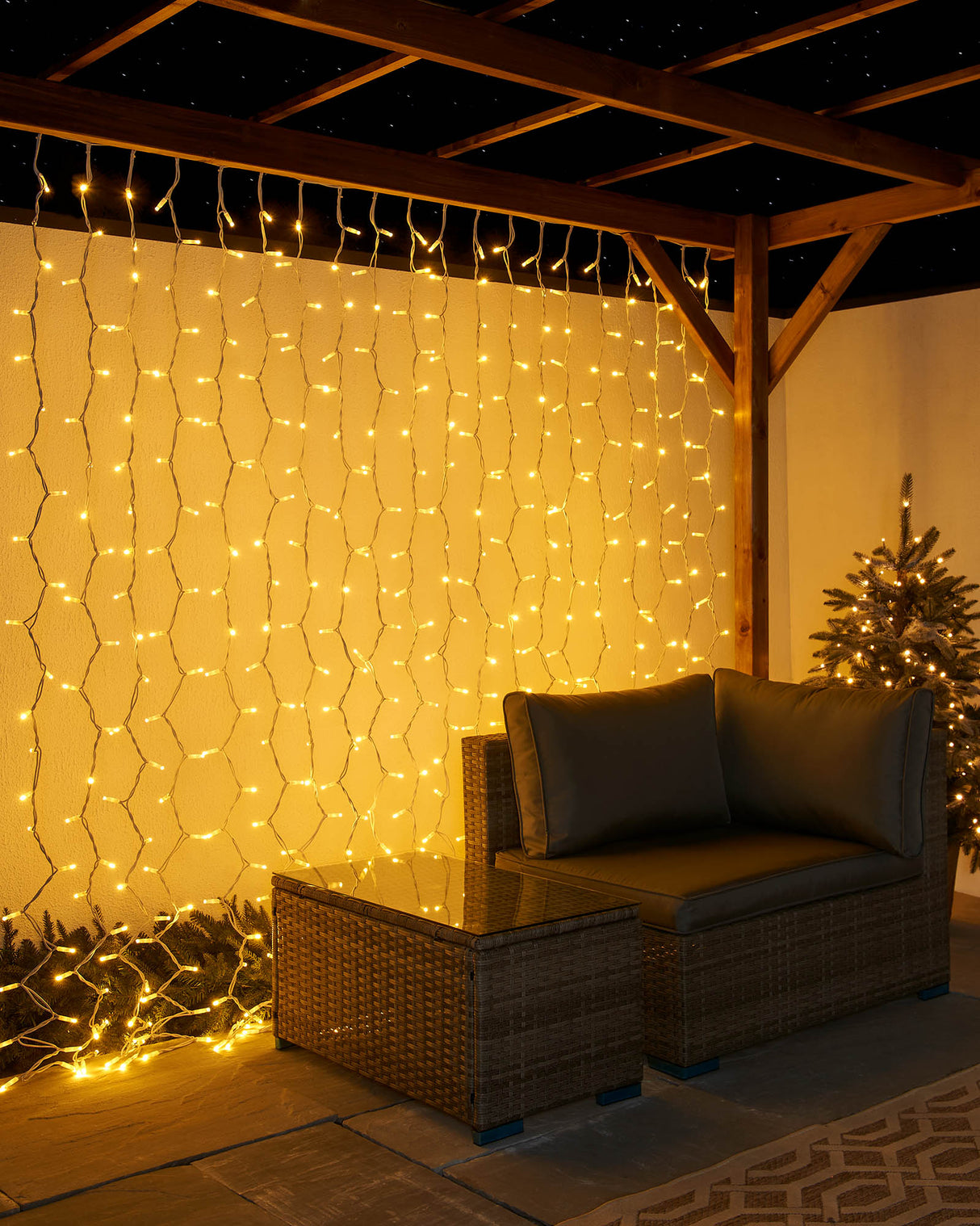 LINK PRO LED Curtain Lights, White Cable, 2.5 m Drop, Warm White