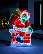 Pre-Lit Santa on Chimney, Silhouette, 95 cm