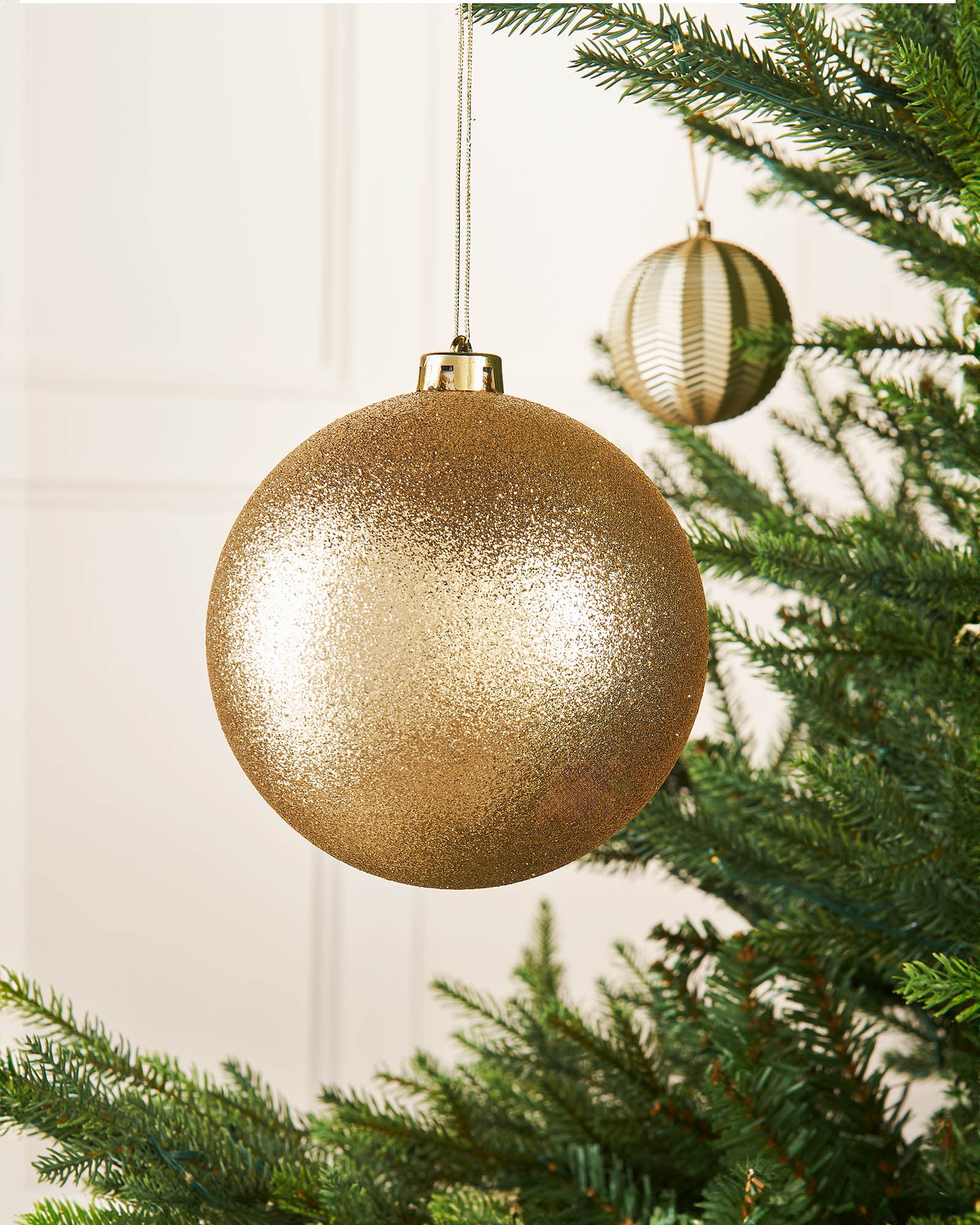 Gold Oversized Glitter Shatterproof Baubles