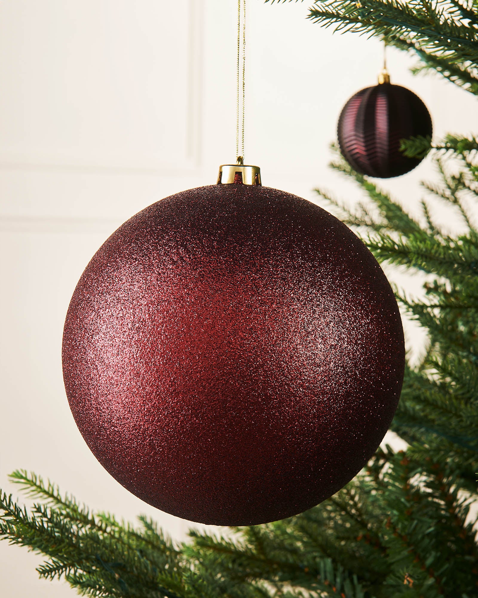 Burgundy Oversized Shatterproof Bauble, Glitter, 20 cm