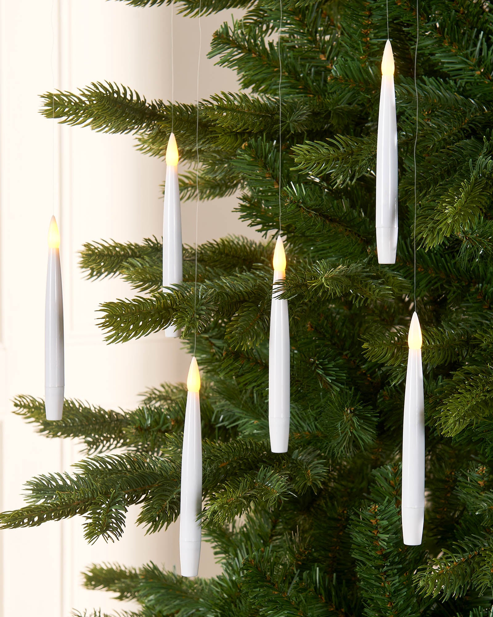 Set of 10 LED Hanging Candles, 15 cm