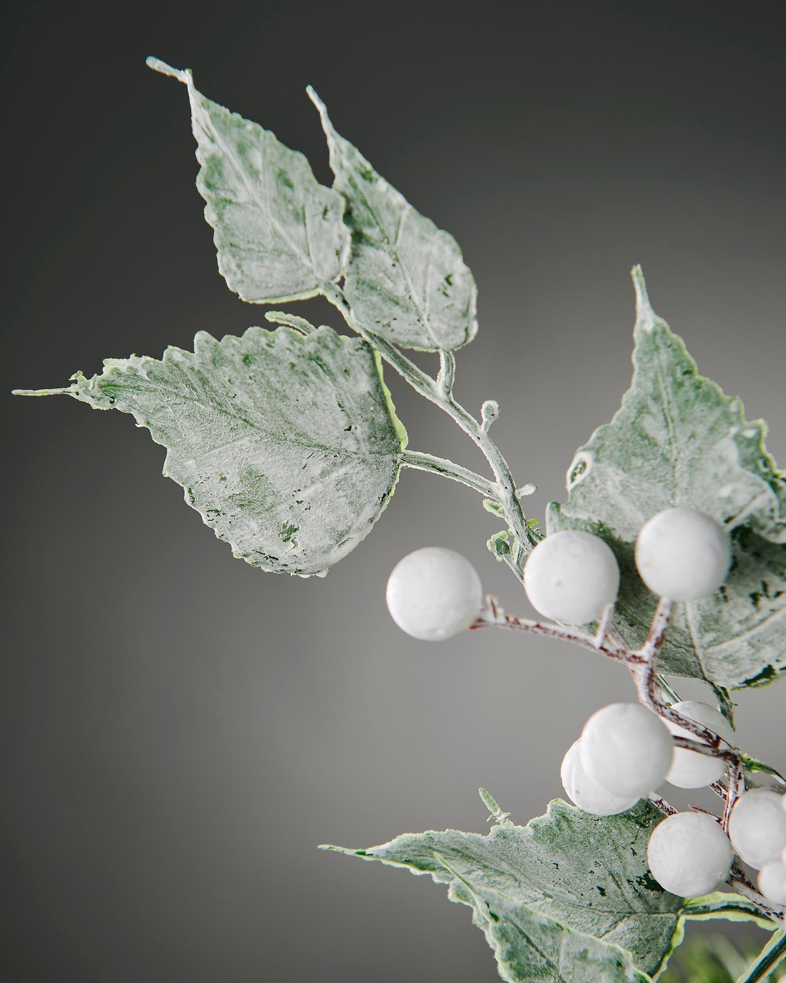 White Artificial Frosted Berries Pick, 25 cm