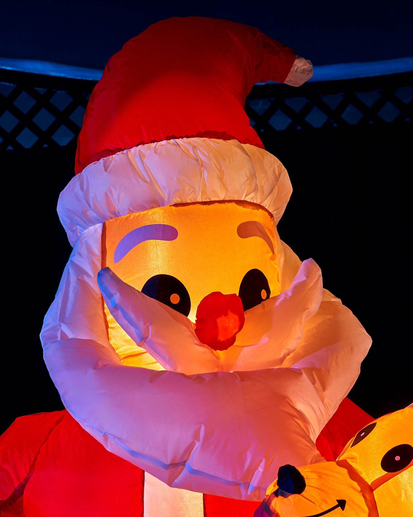 Pre-Lit Inflatable Santa with Dog, 4 ft