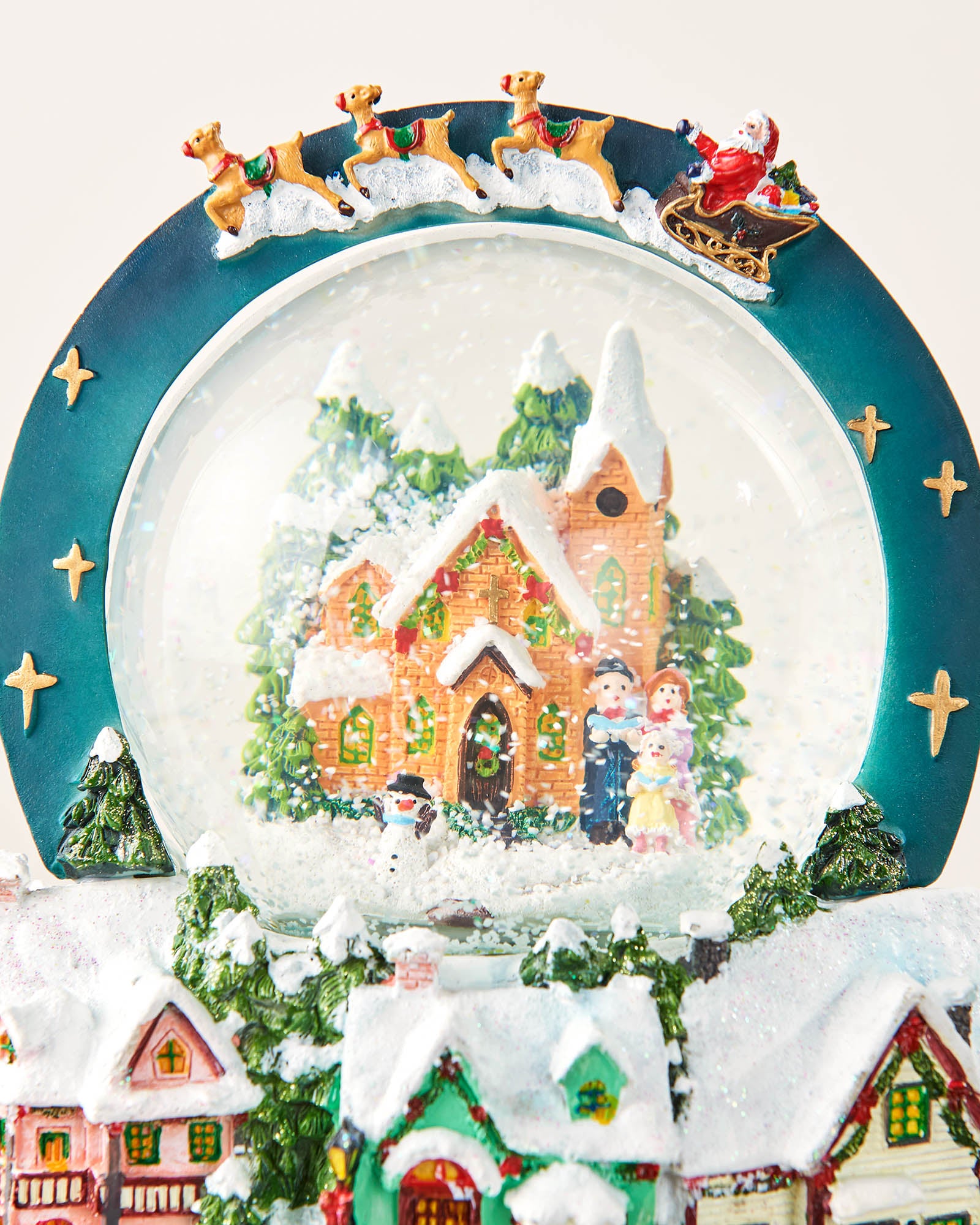 Animated Village Scene Musical Snow Globe, 20 cm
