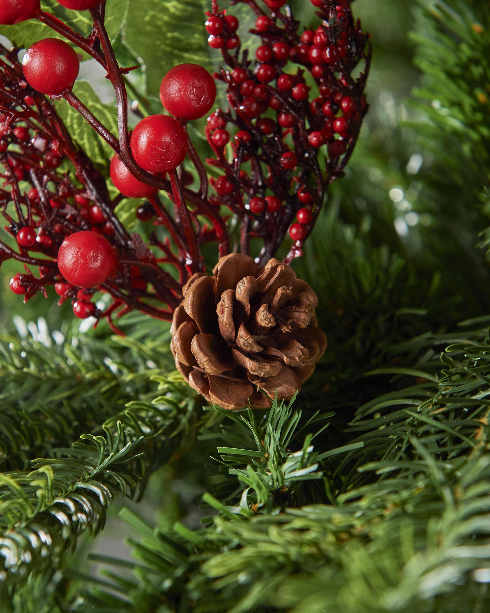 Red Artificial Berries & Pinecones Tree Pick, 20 cm