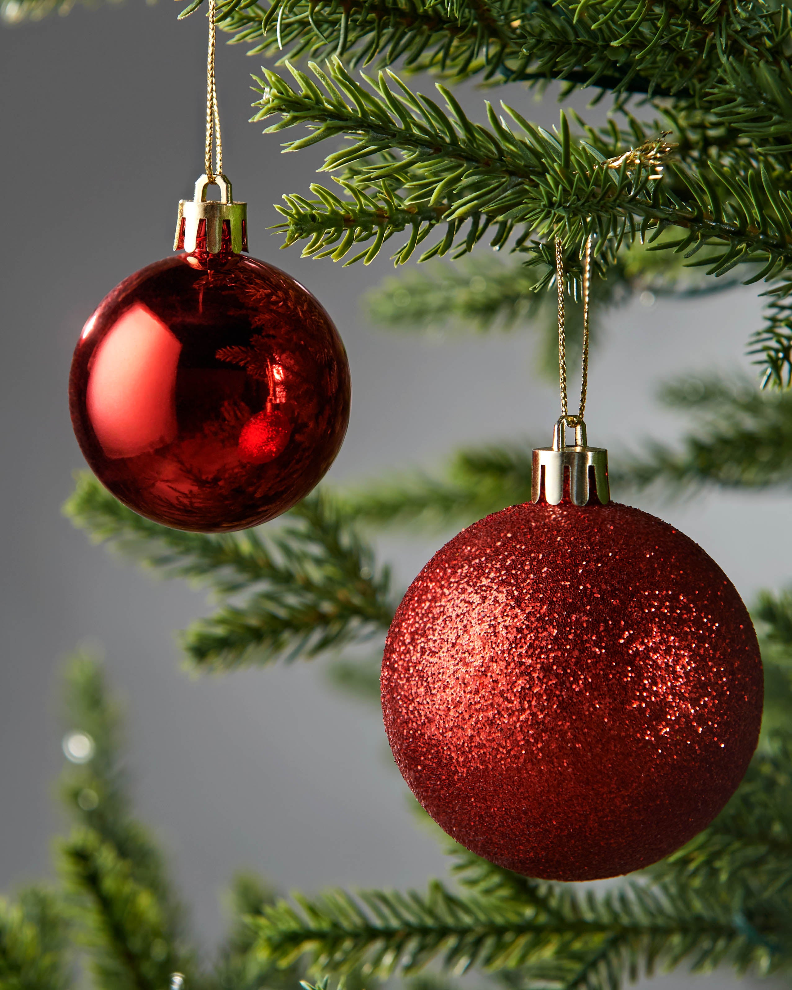 Set of 50 Shatterproof Baubles, Christmas Red