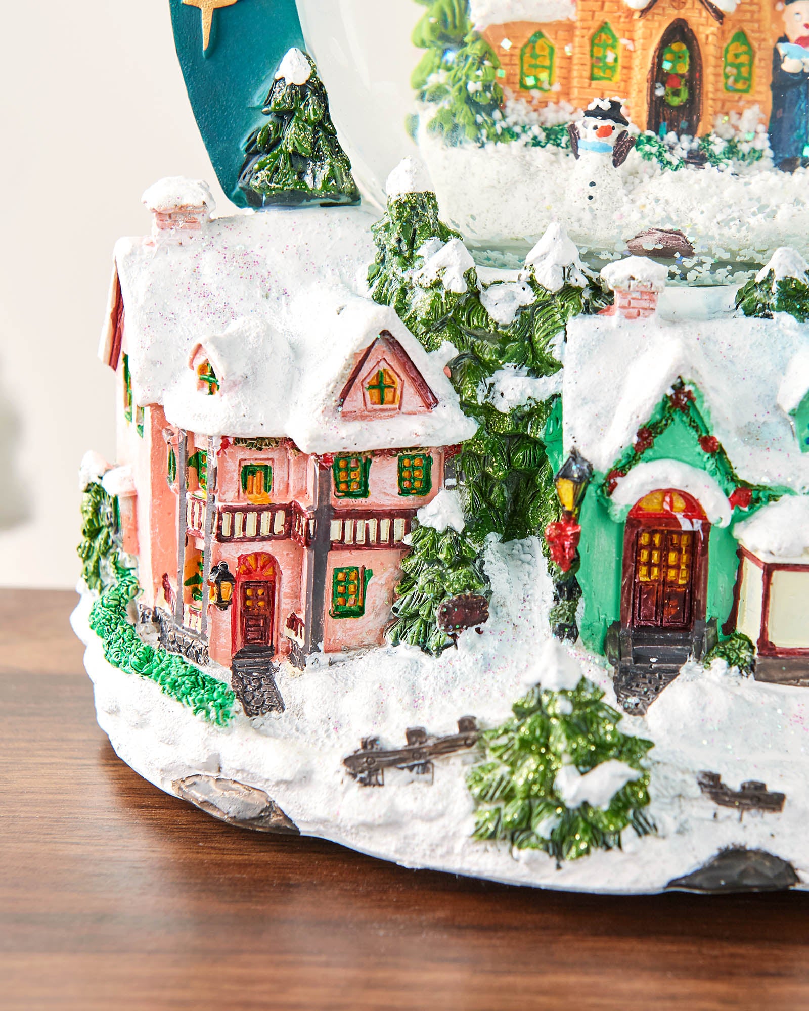 Animated Village Scene Musical Snow Globe, 20 cm