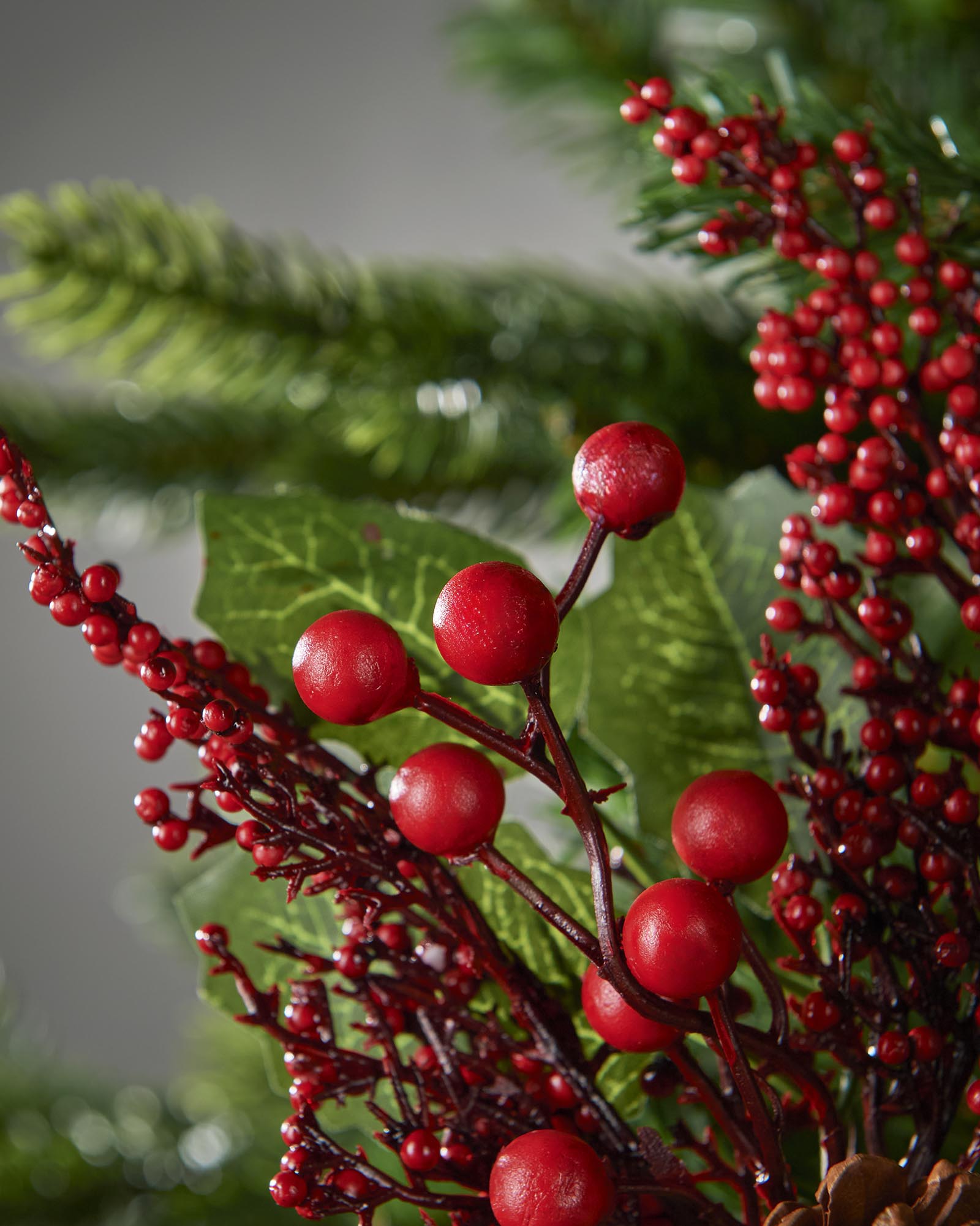 Red Artificial Berries & Pinecones Tree Pick, 20 cm