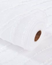 White Decorative Mesh Roll with White Dacron Lines, 9 m