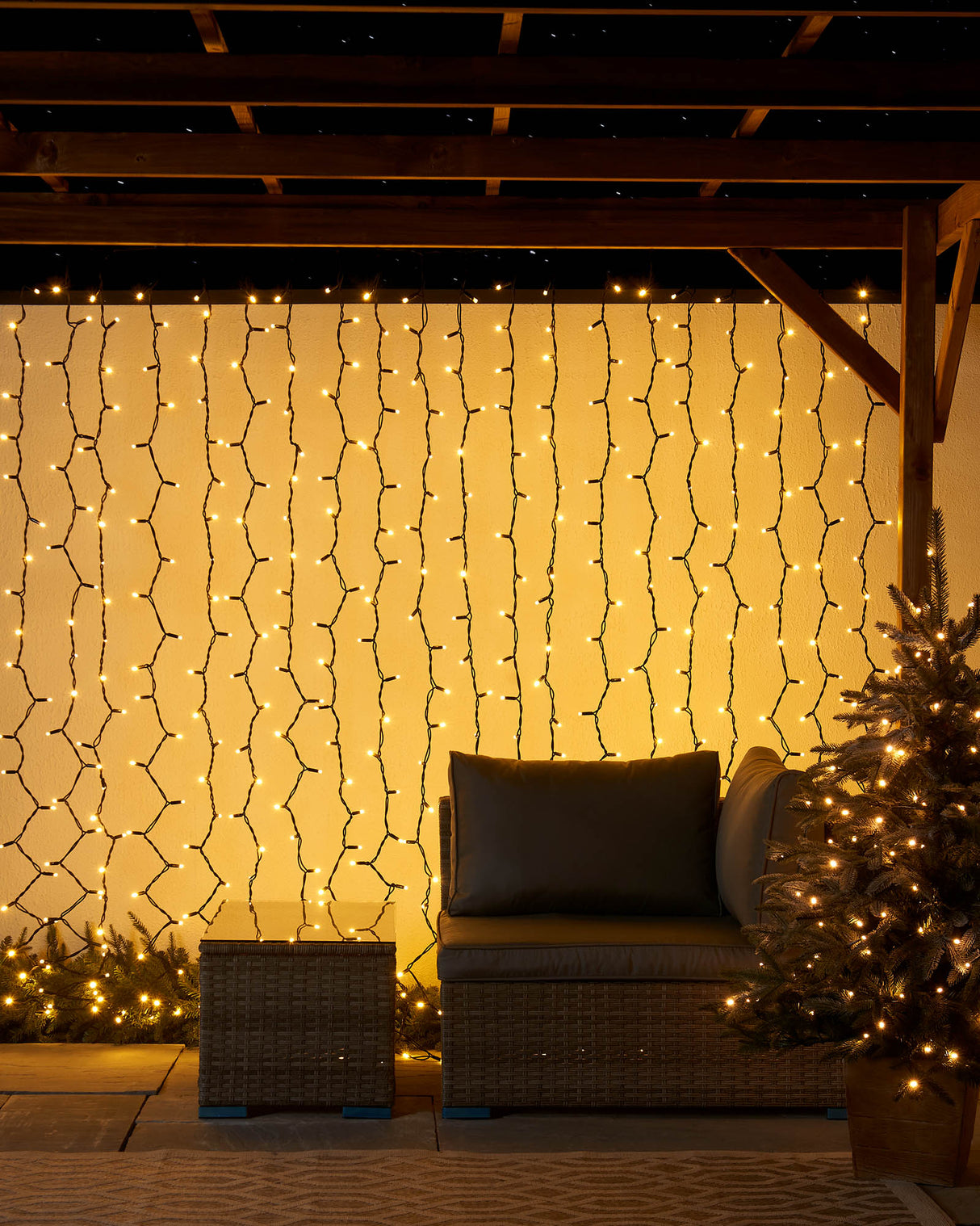 LINK PRO LED Curtain Lights, Black Cable, 2.5 m Drop, Warm White