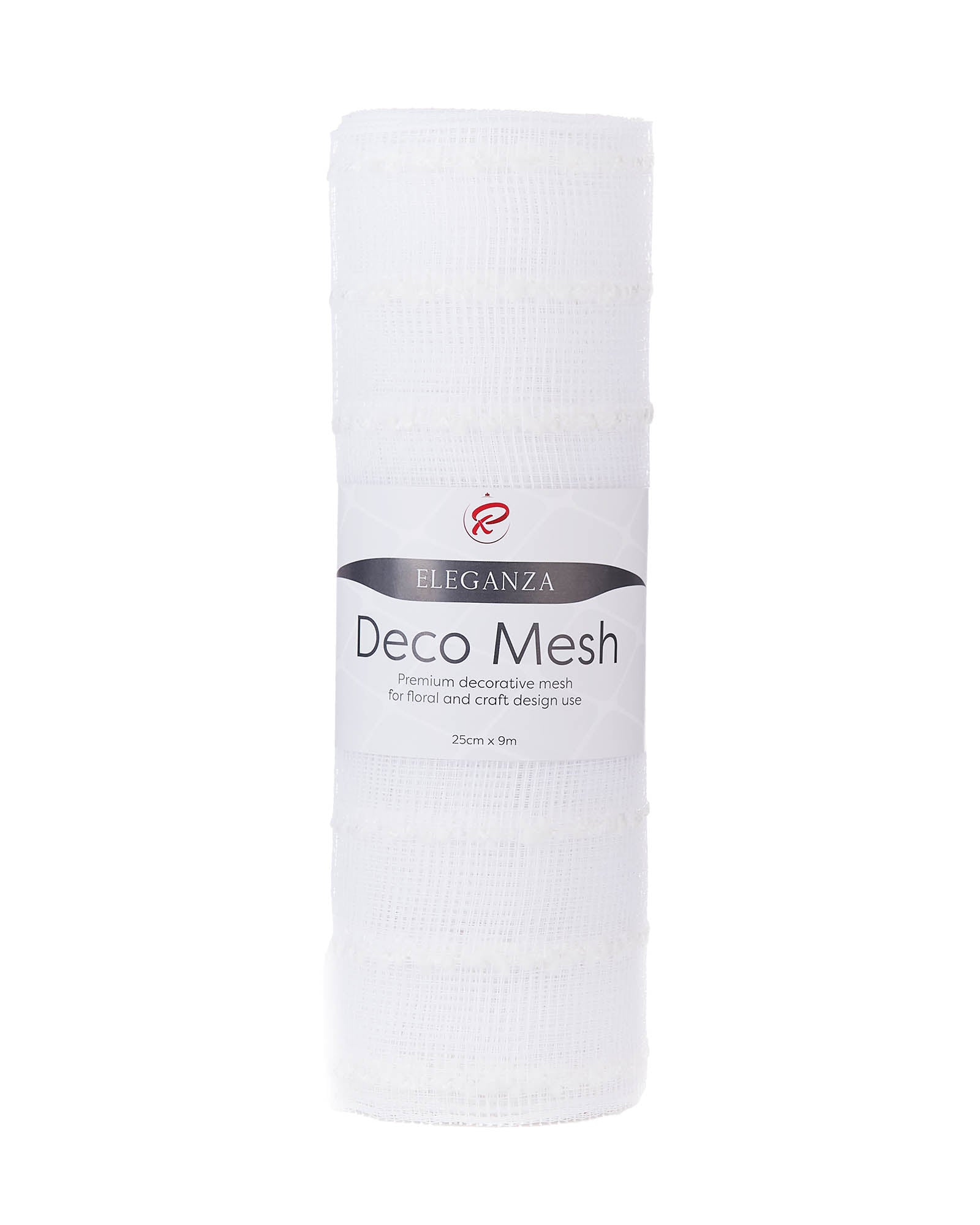 White Decorative Mesh Roll with White Dacron Lines, 9 m