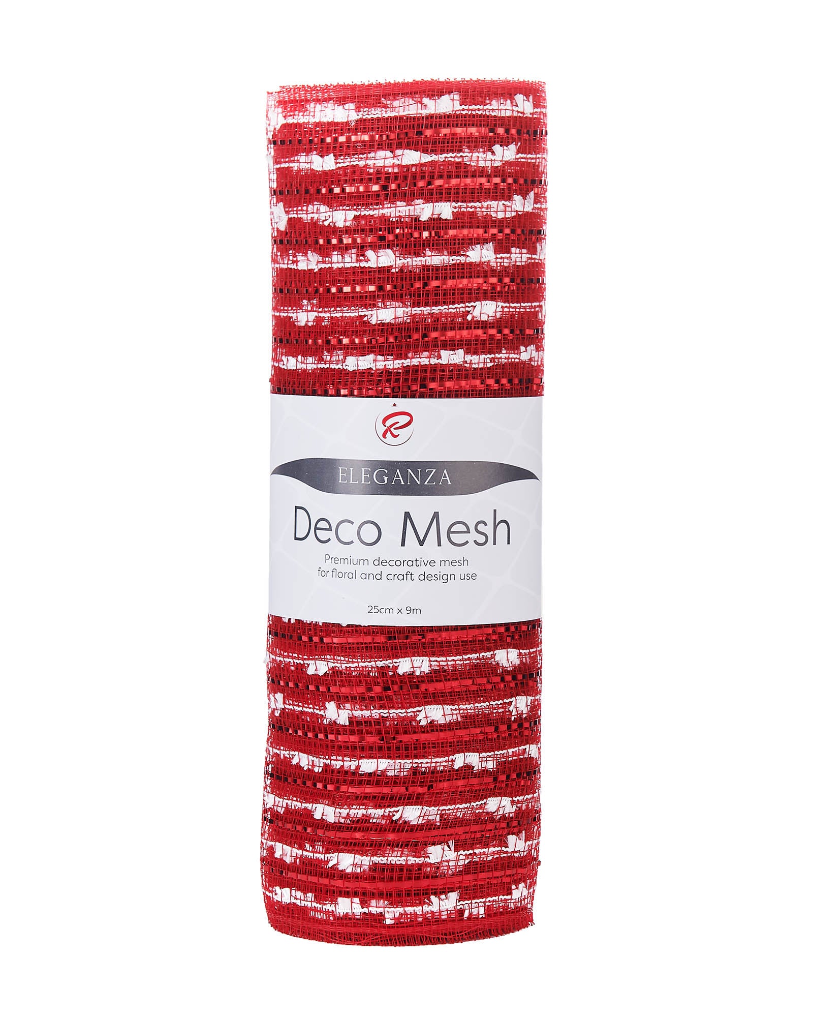 Red and White Decorative Mesh Roll with Red Foil, 9 m