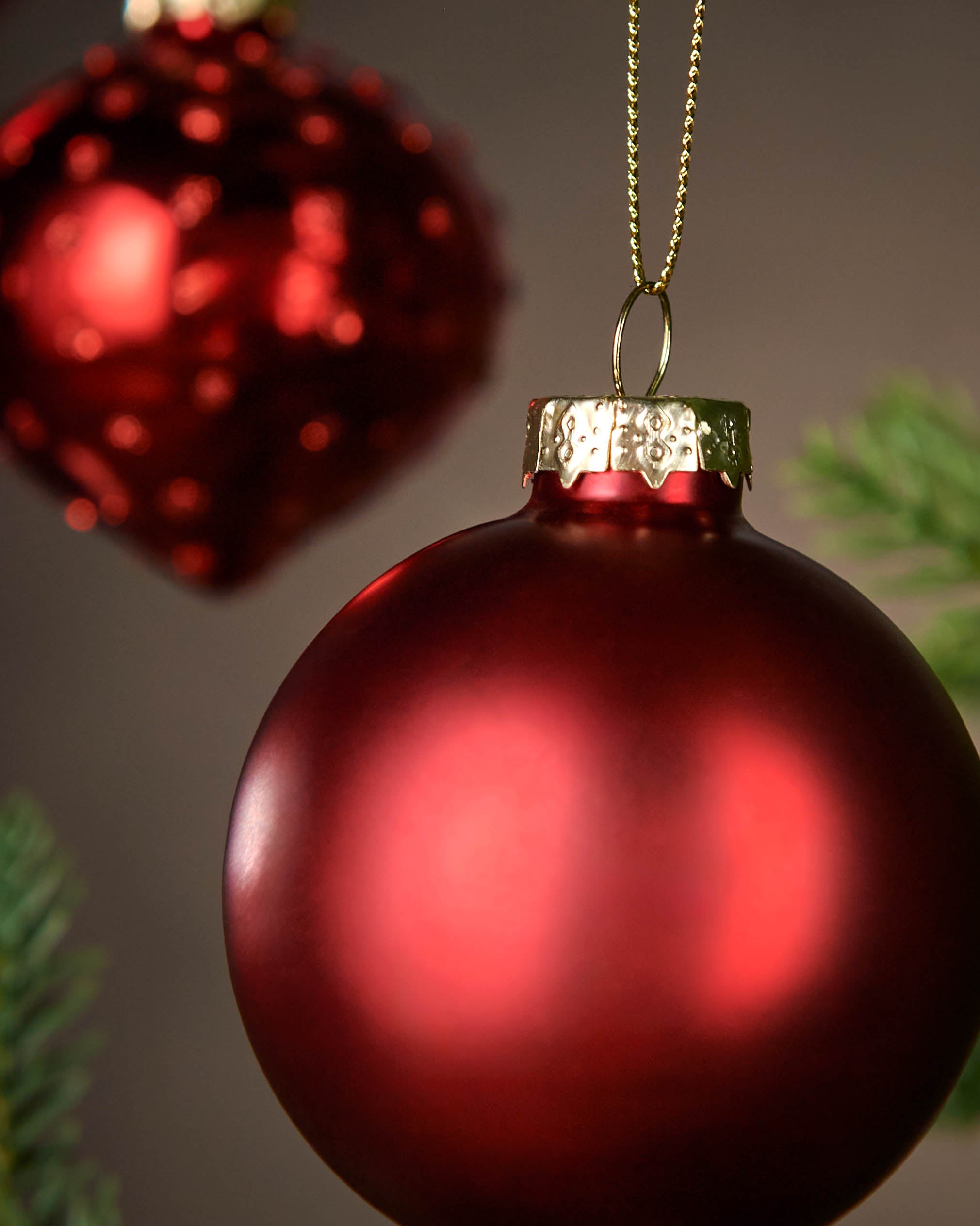 Set of 20 Glass Baubles, Christmas Red