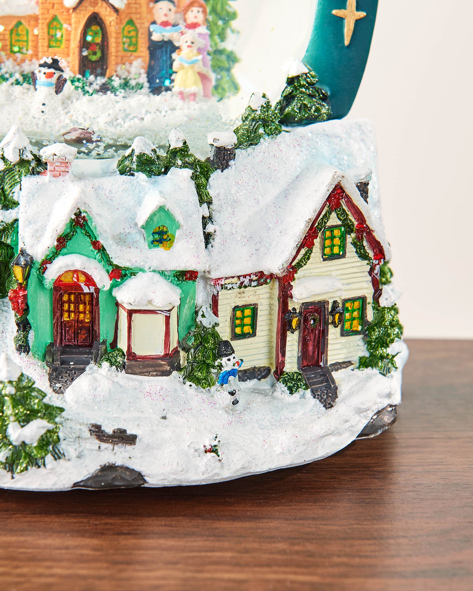 Animated Village Scene Musical Snow Globe, 20 cm