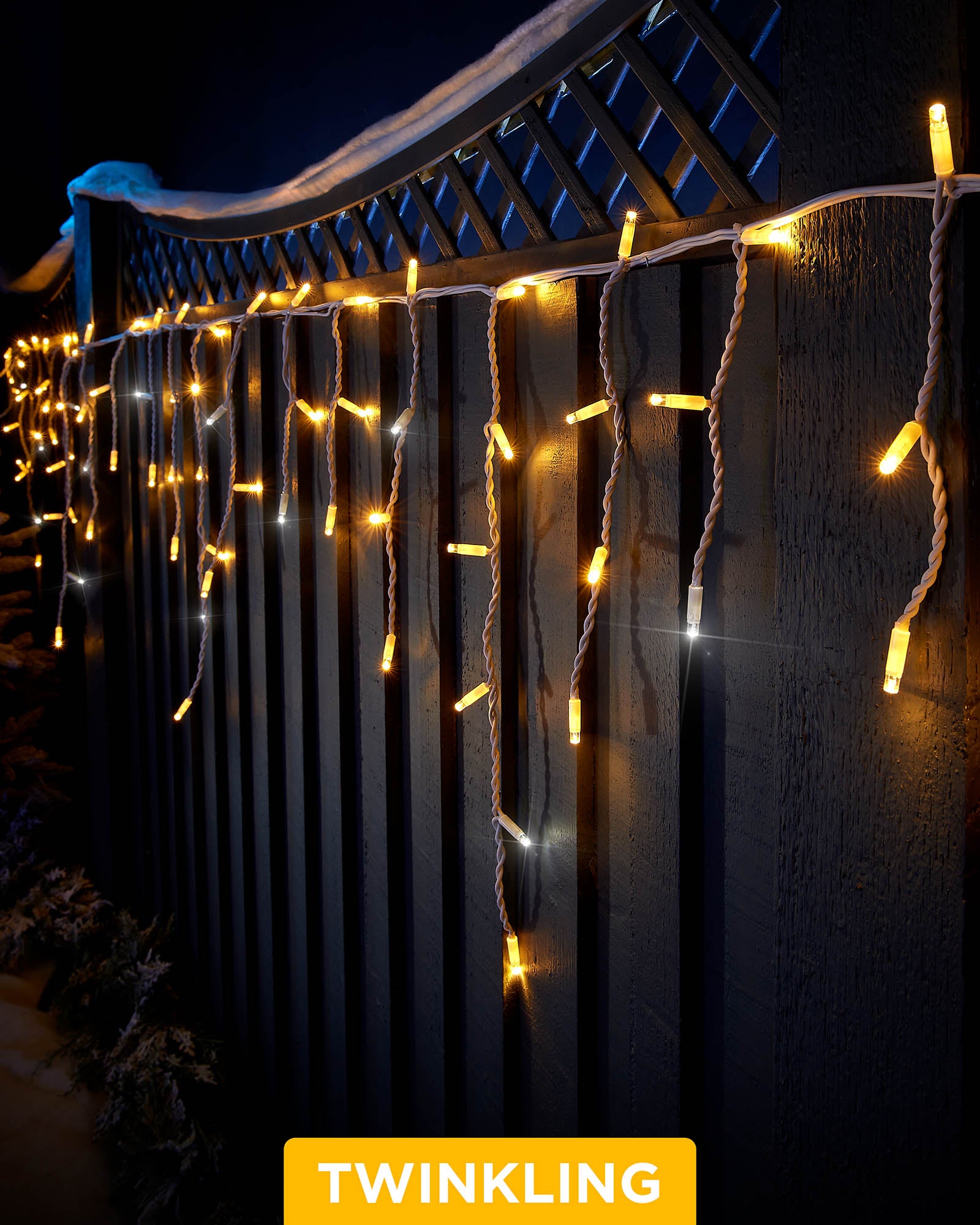 Pro Series Connectable Twinkling Icicle Lights, Warm White / White