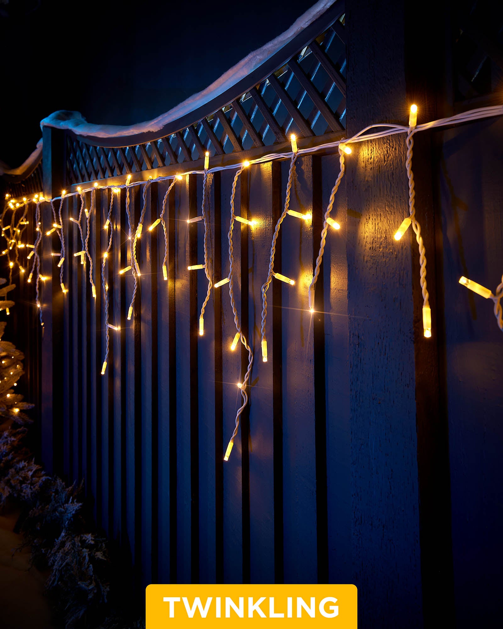 Pro Series Connectable Twinkling Icicle Lights, Warm White