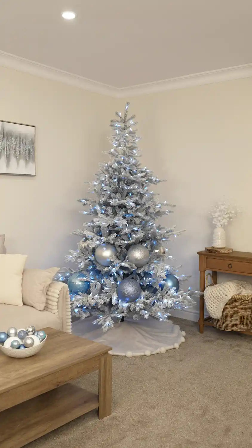 Start with Oversized Ice Blue and Silver Baubles