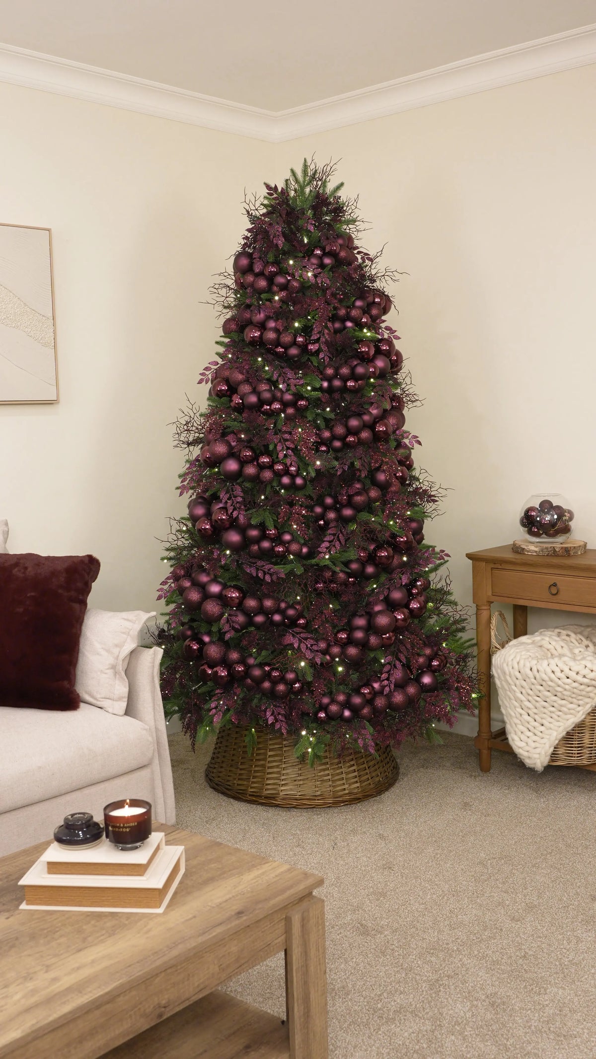 Fill Remaining Spaces with Purple Glitter Leaf Sprays
