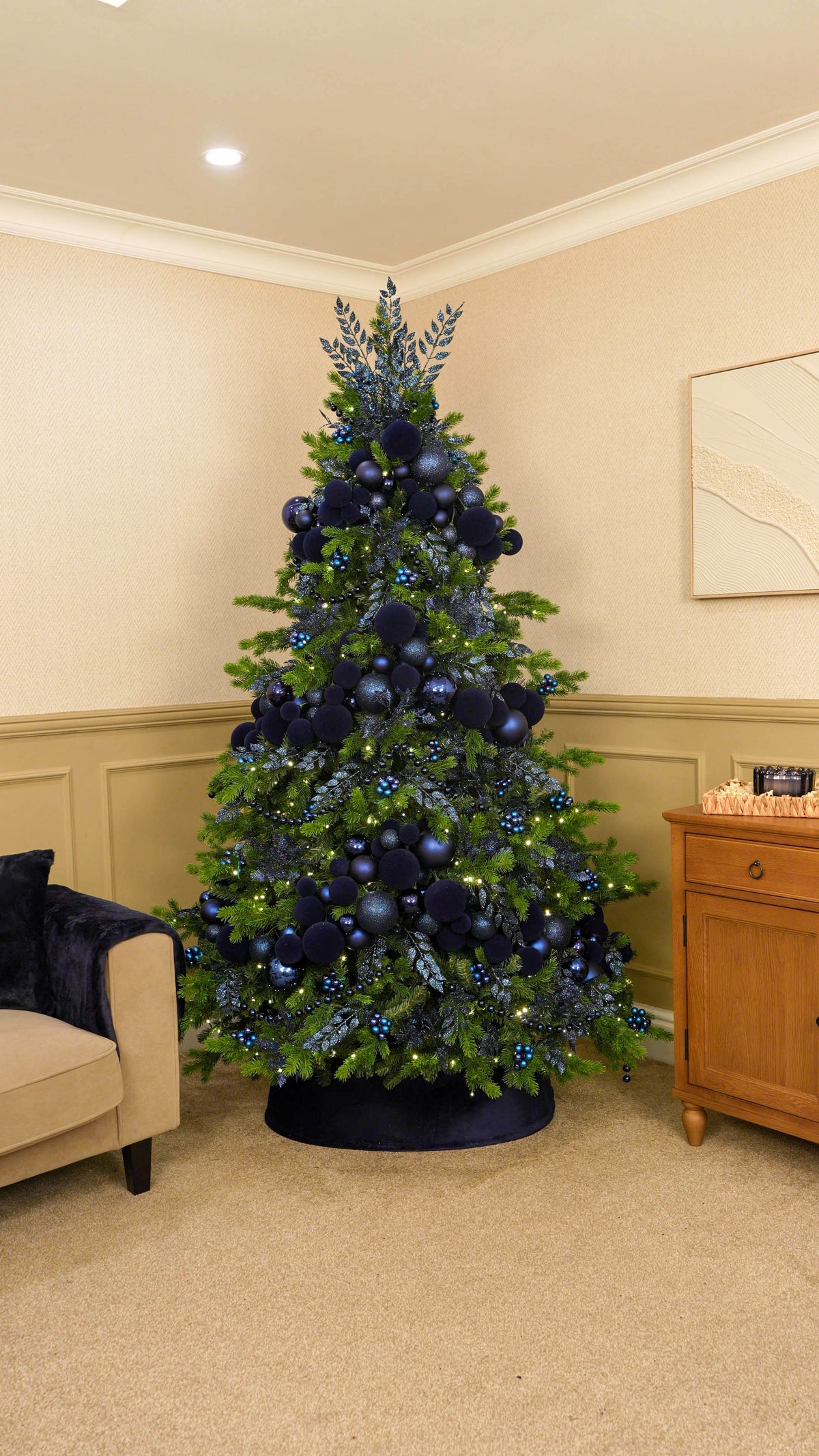 Create a Navy Glitter Leaf Tree Topper