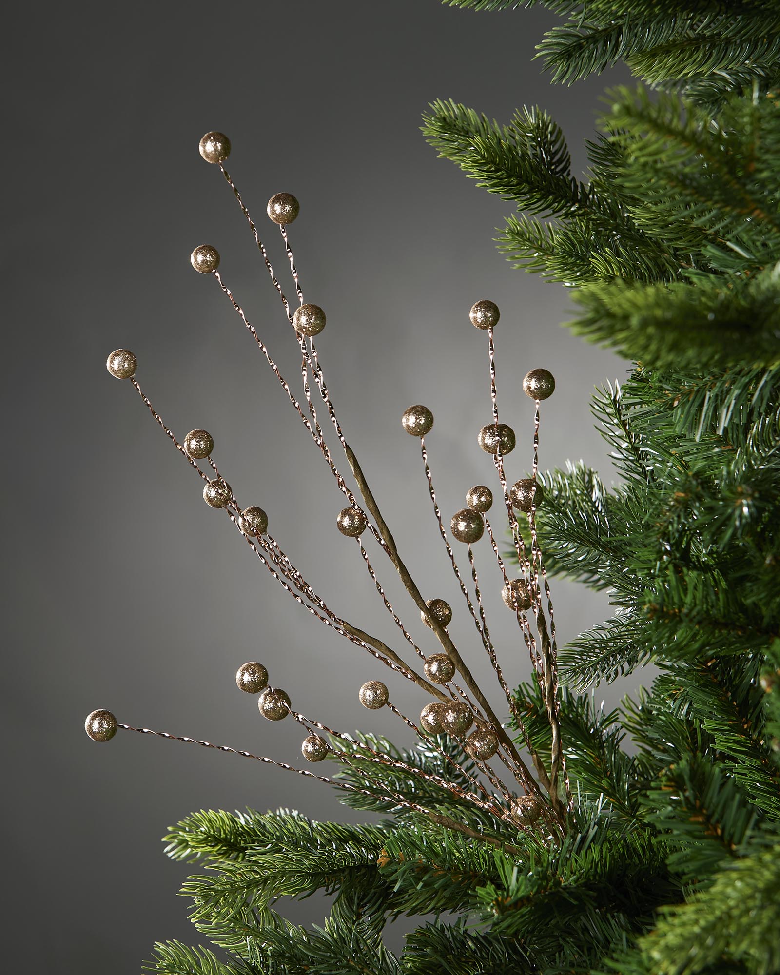 Gold Glitter Berry Christmas Tree Spray, 78 cm