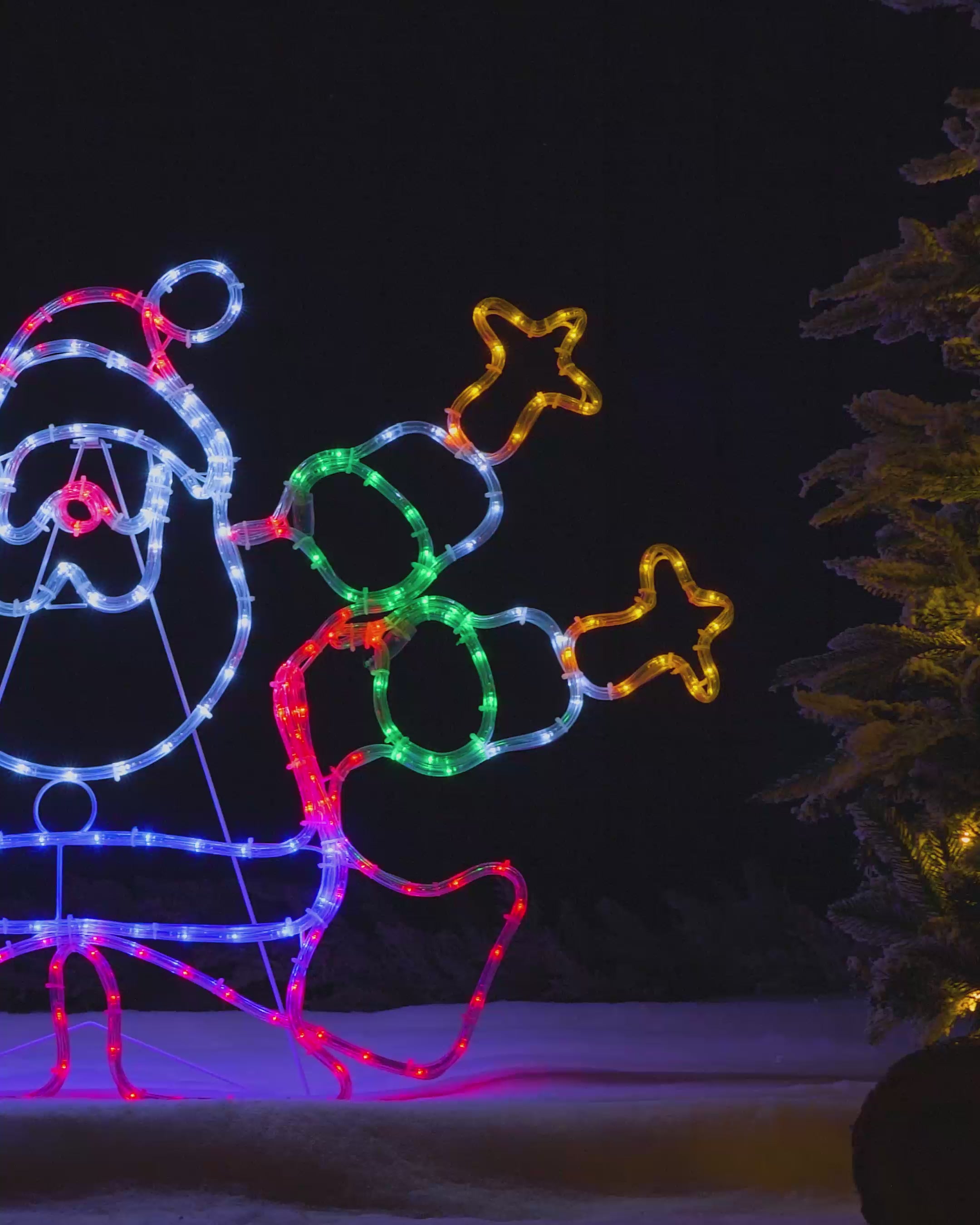 Load video: Pre-Lit Animated Santa, Silhouette, 90 cm