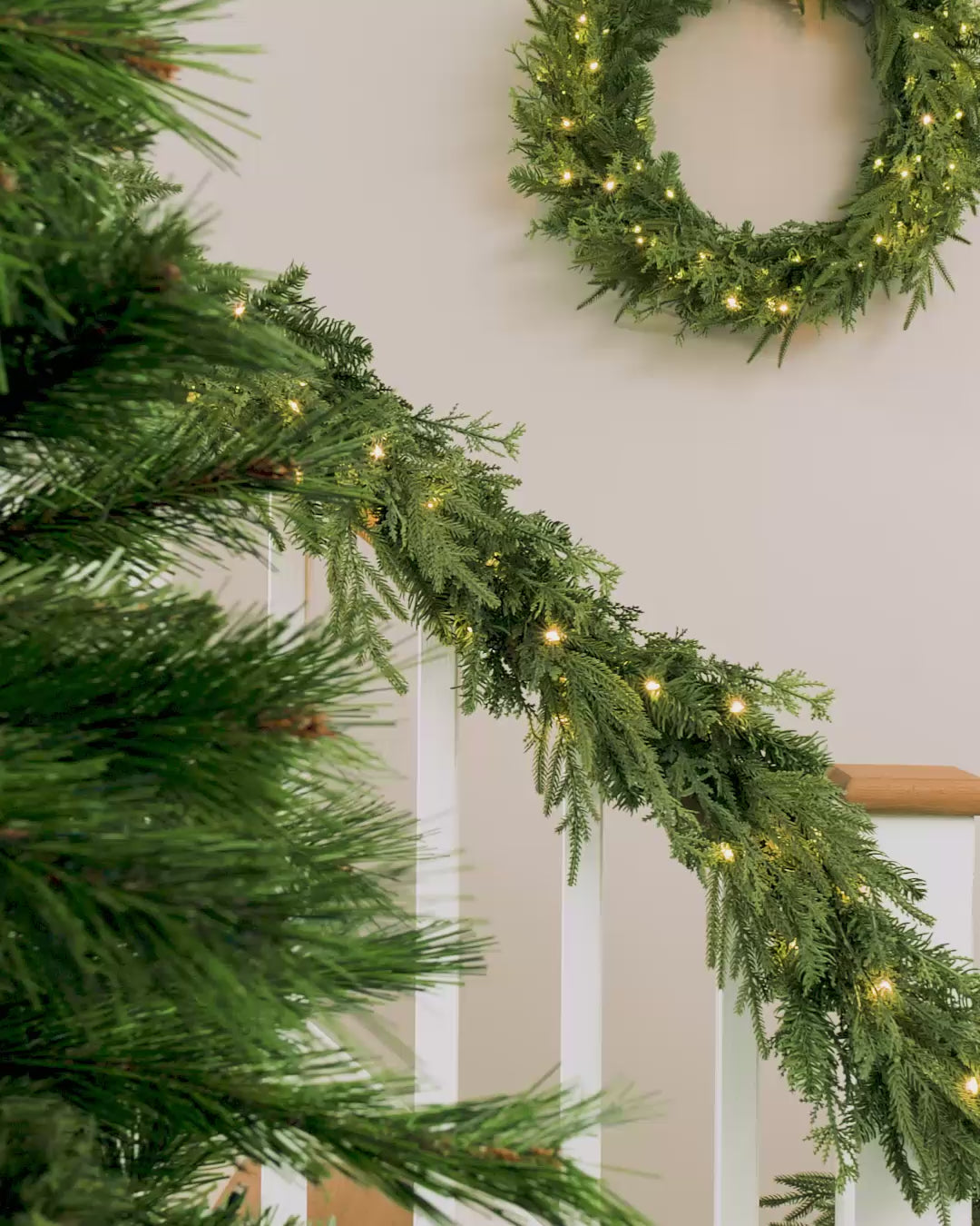 Load video: Pre-Lit Natural Fir Garland, 9 ft