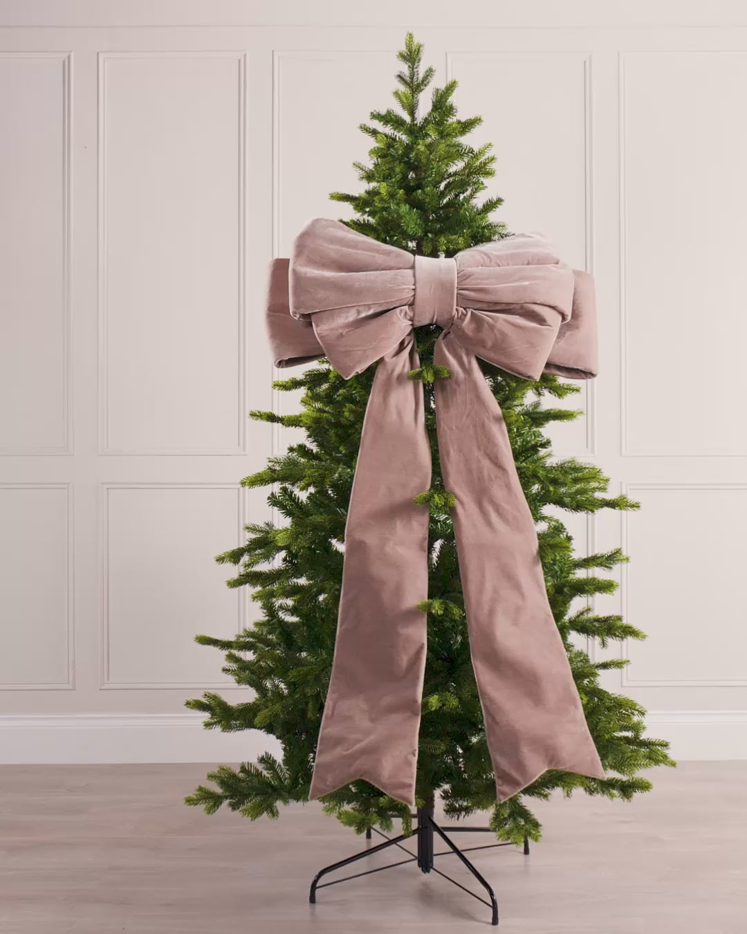 Load video: Large Velvet Christmas Bow, Mocha, 140 cm