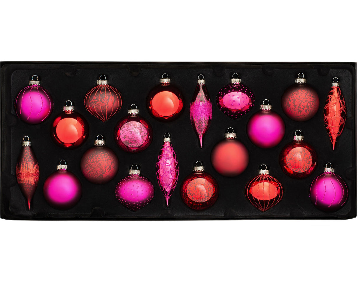 Ruby Glass Baubles, 20 Pack