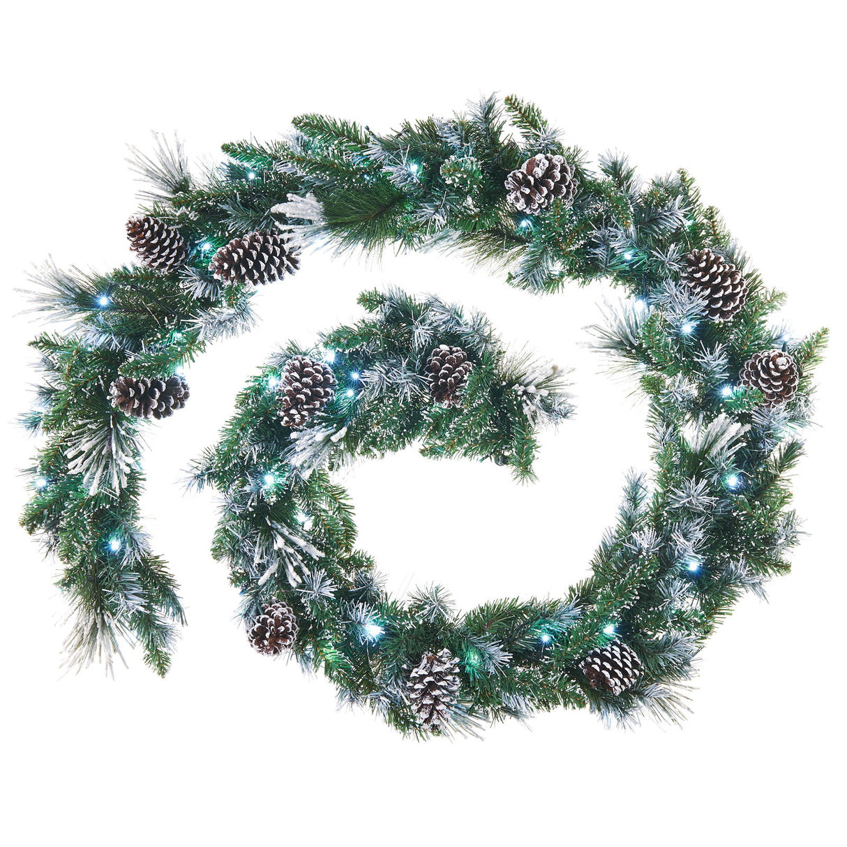 Pre-Lit Decorated Snow Flocked Garland, 9 ft