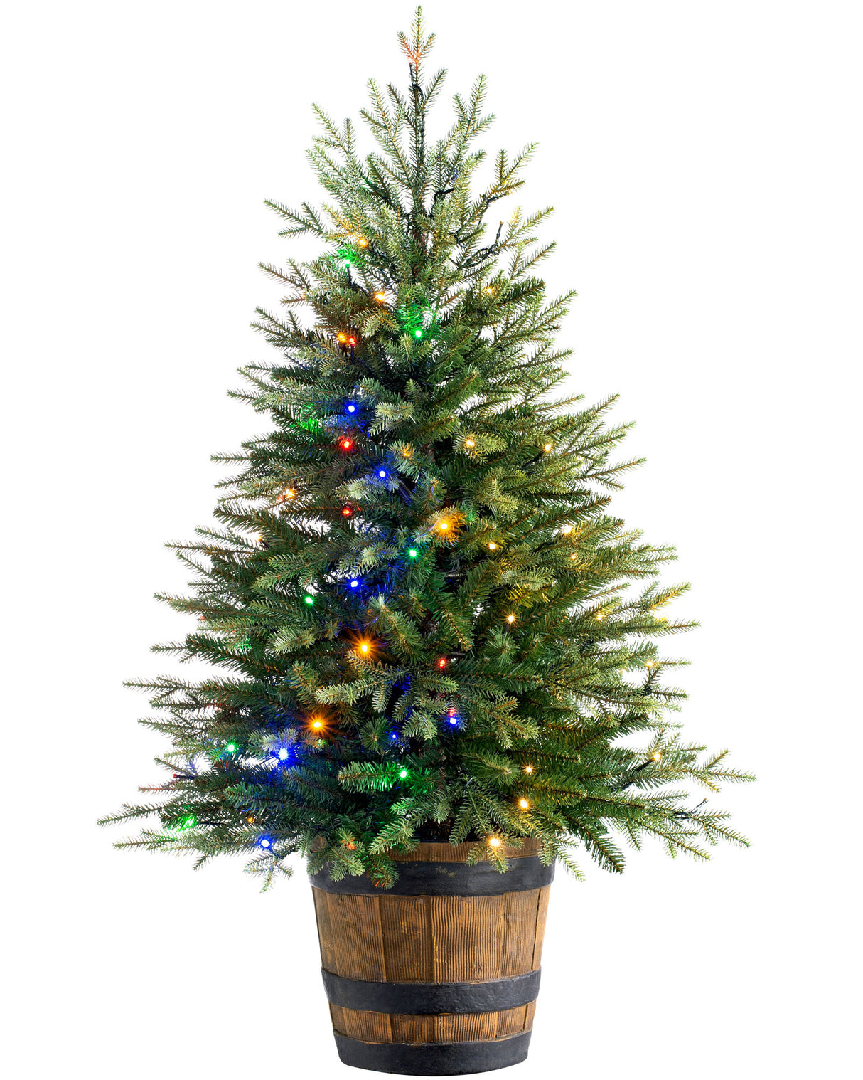 Pre-Lit Potted Pine Christmas Tree, 4 ft