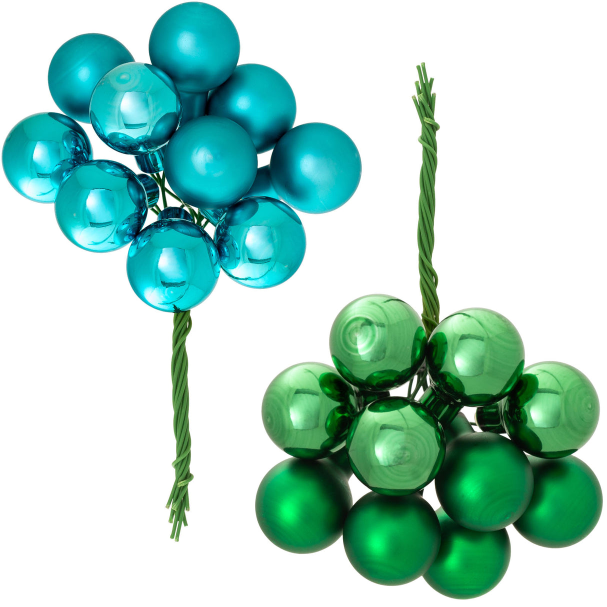 Emerald Green Glass Berry Cluster Baubles, 5 pack