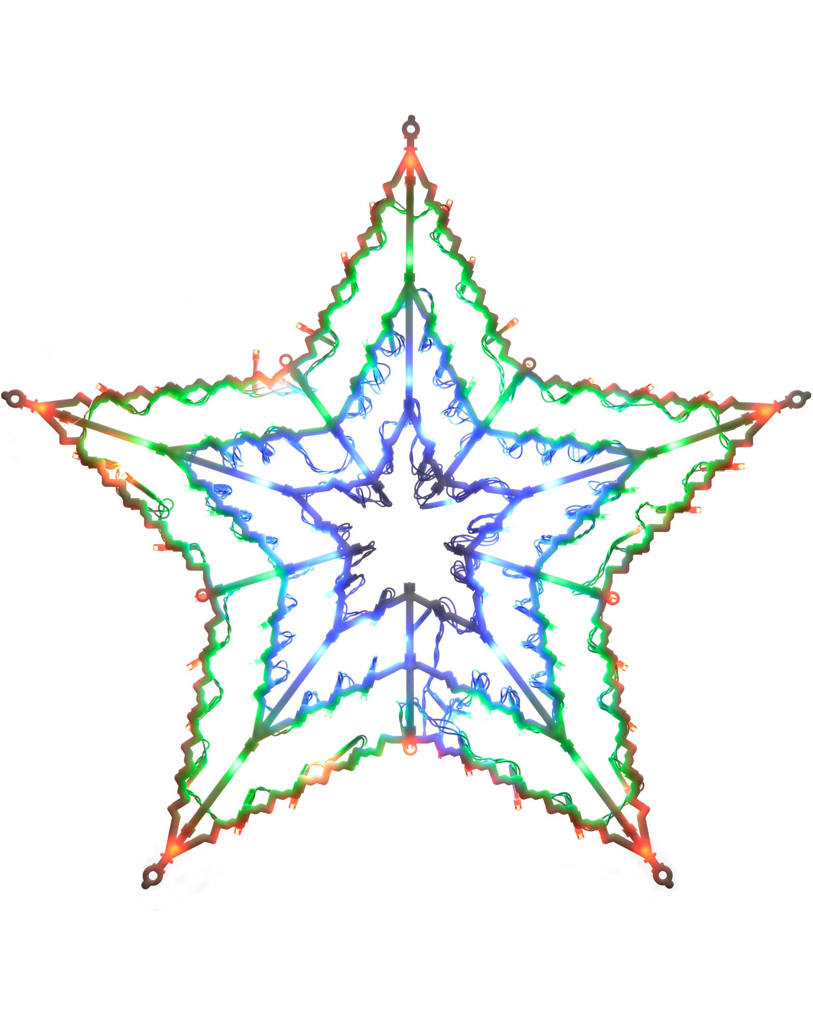 Pre-Lit Chasing Star Hanging Light, Multi-Coloured, 51 cm
